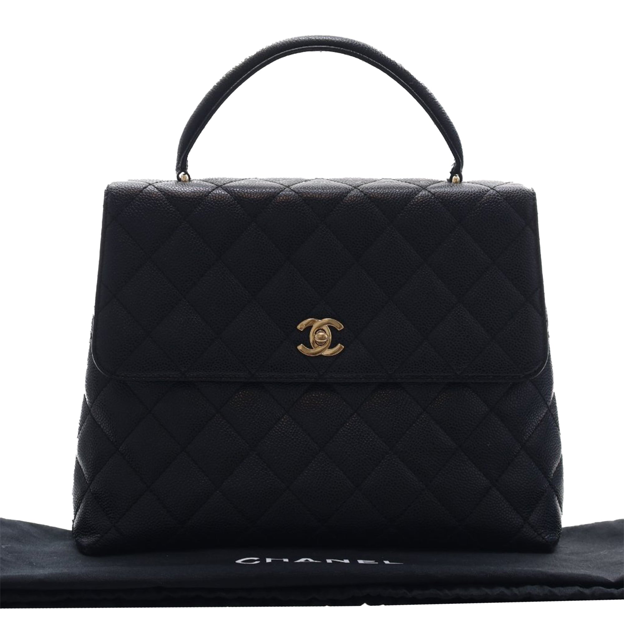 Chanel CC Quilted Caviar Kelly Top Handle Bag - image 15