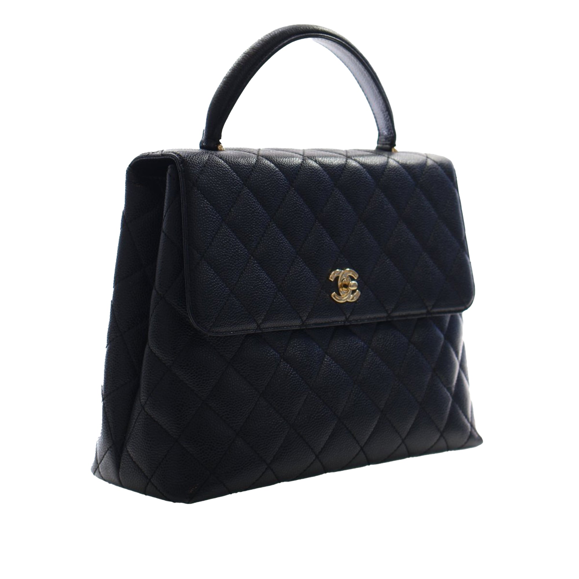 Chanel CC Quilted Caviar Kelly Top Handle Bag - image 2