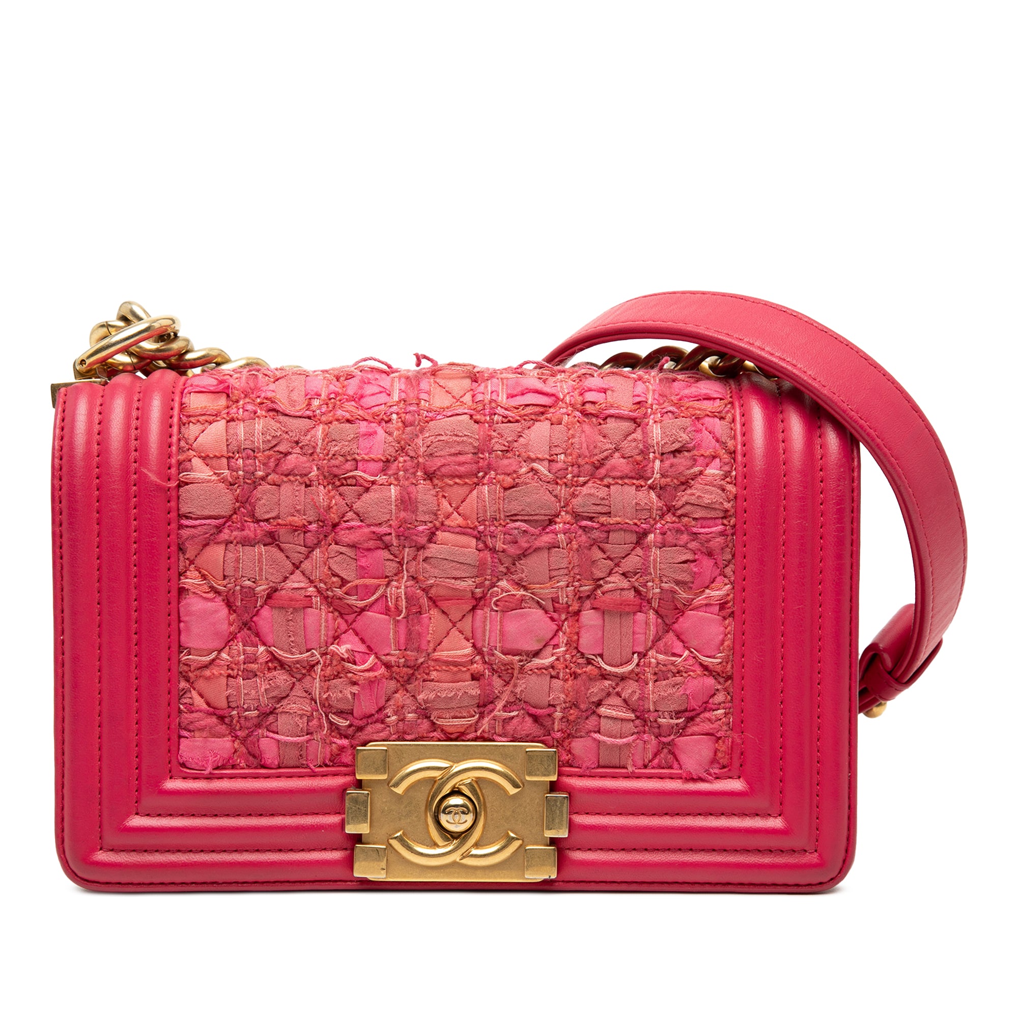 Chanel Mini Quilted Tweed and Lambskin Boy Flap - image 1