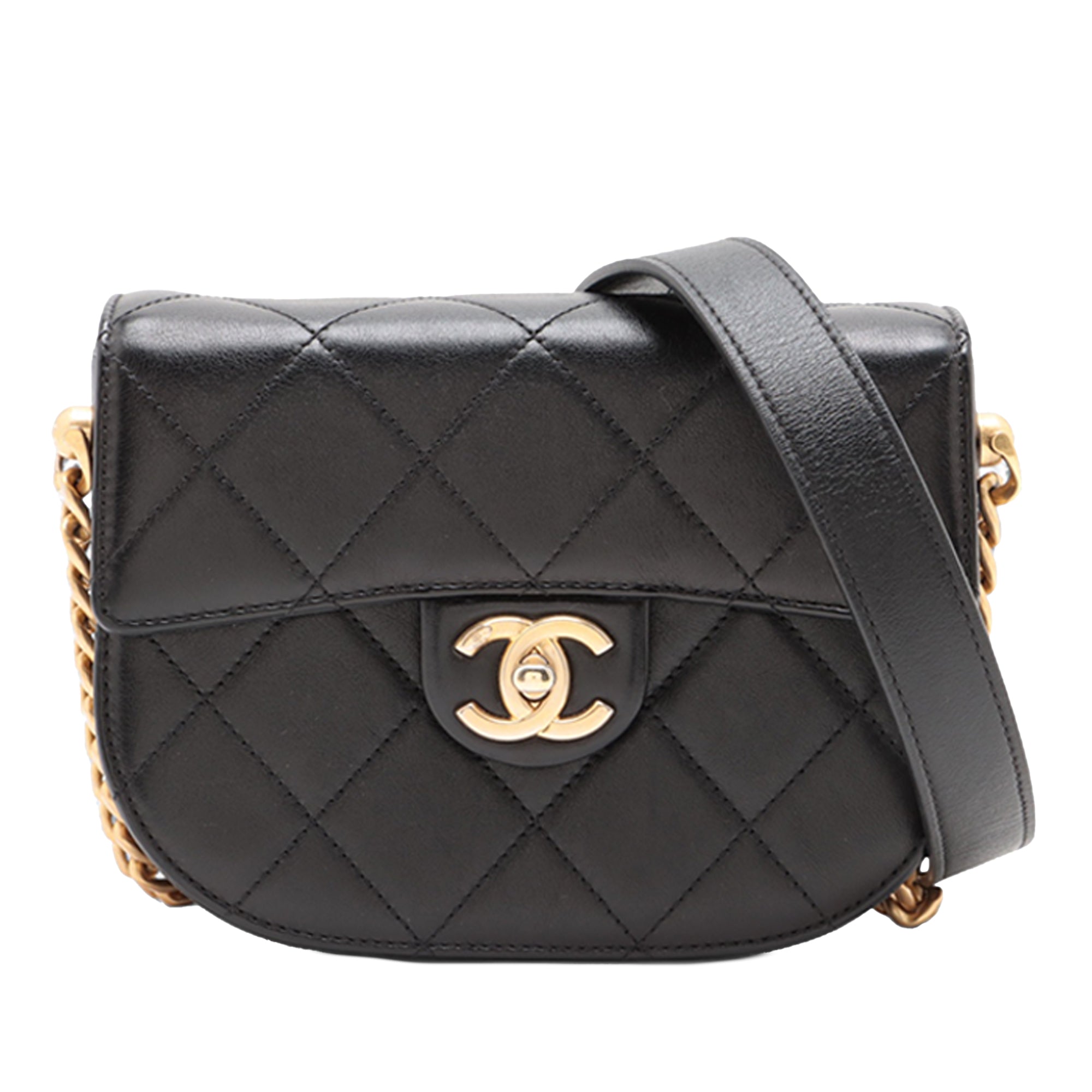Chanel Mini CC Quilted Calfskin Round Moon Messenger Flap - image 1