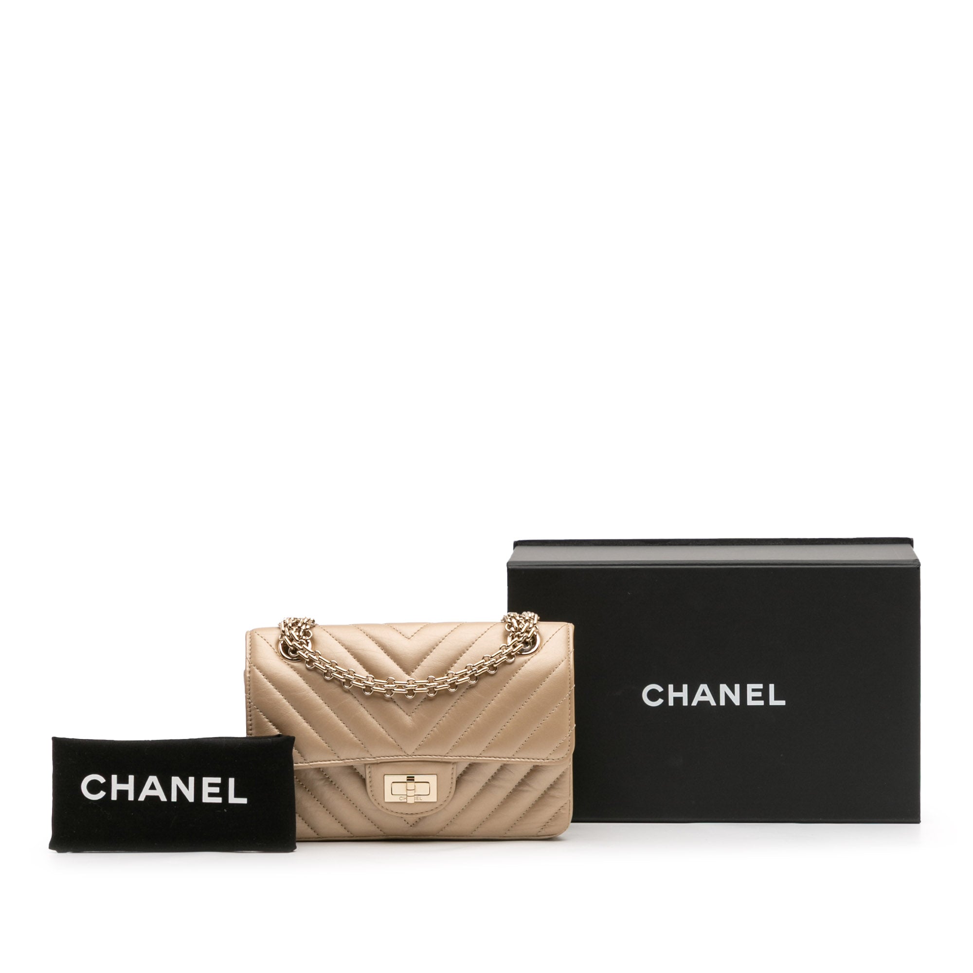 Chanel Reissue 2.55 Chevron Quilted Metallic Calfskin Single Flap 224 - image 11