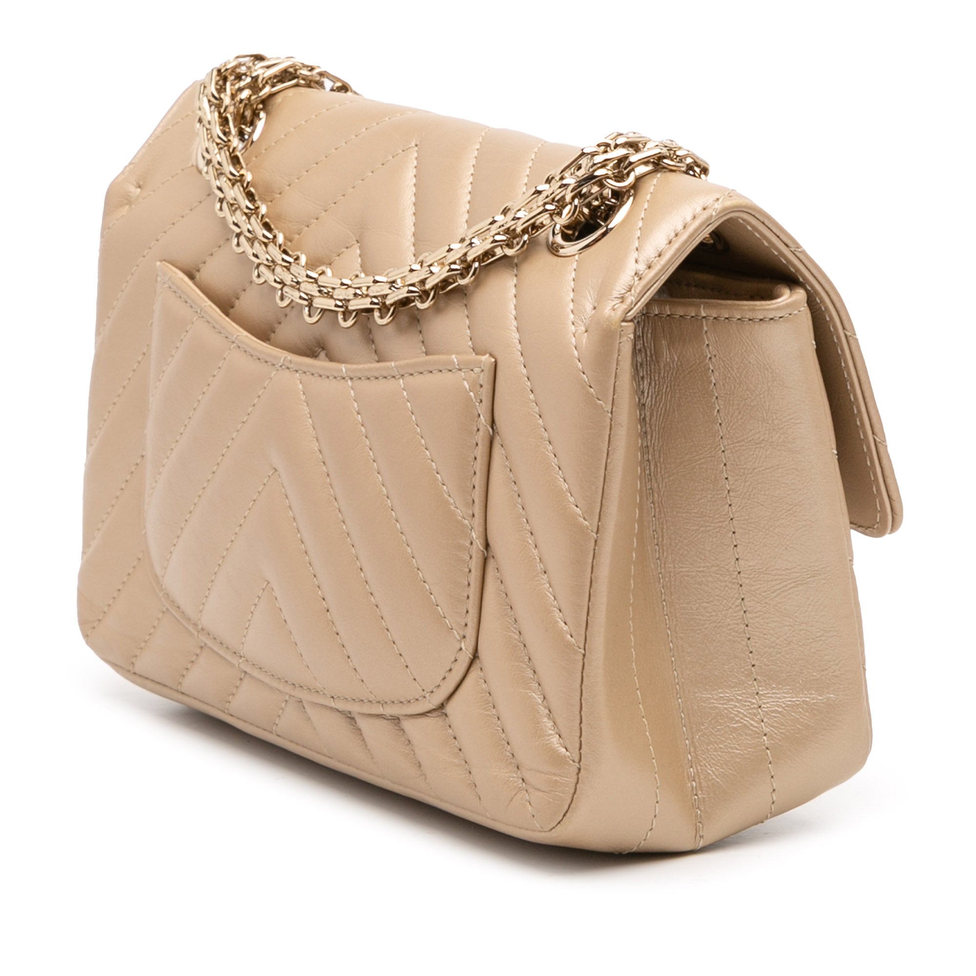 Chanel Reissue 2.55 Chevron Quilted Metallic Calfskin Single Flap 224 - image 2