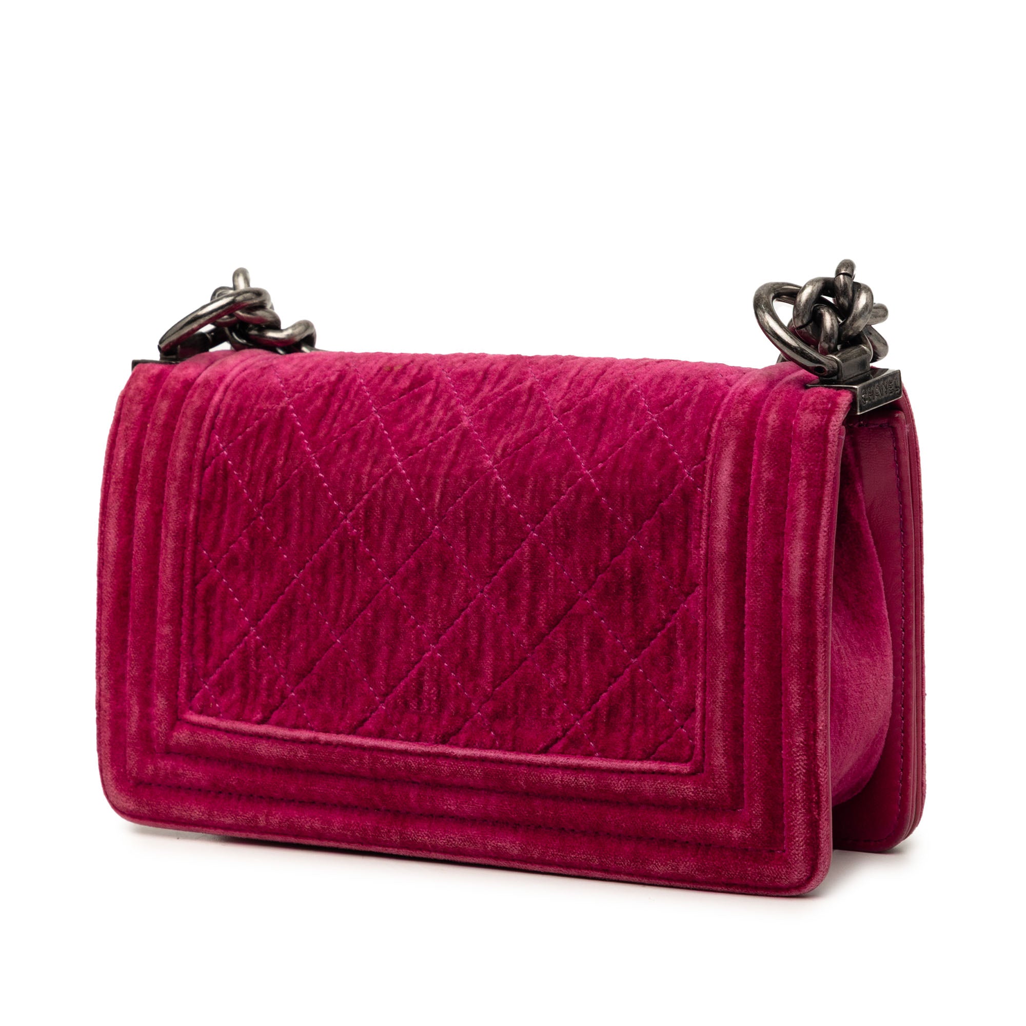 Chanel Small Quilted Velvet Boy Flap - image 2