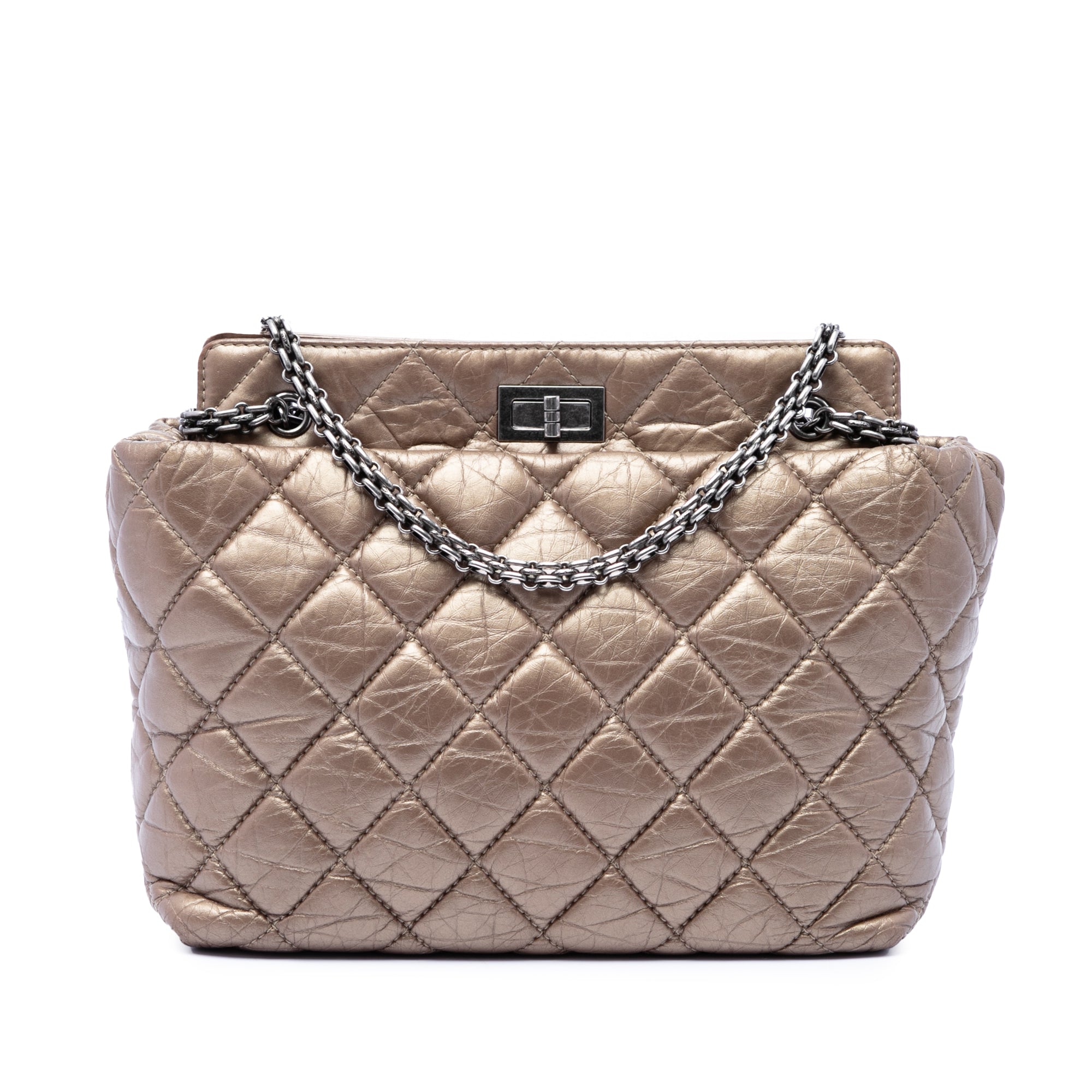 Chanel Quilted Metallic Aged Calfskin Reissue 2.55 Tote - image 1