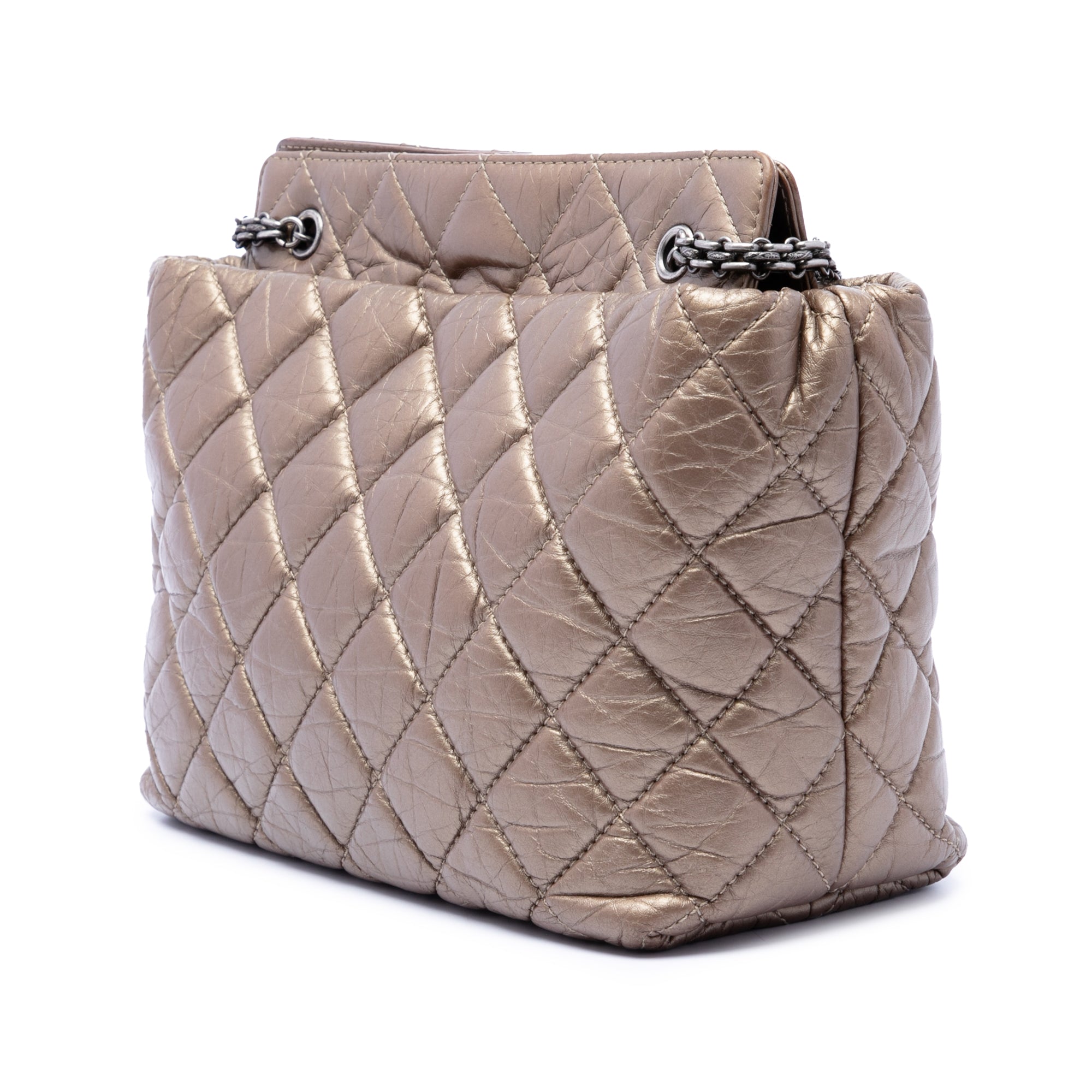 Chanel Quilted Metallic Aged Calfskin Reissue 2.55 Tote - image 2