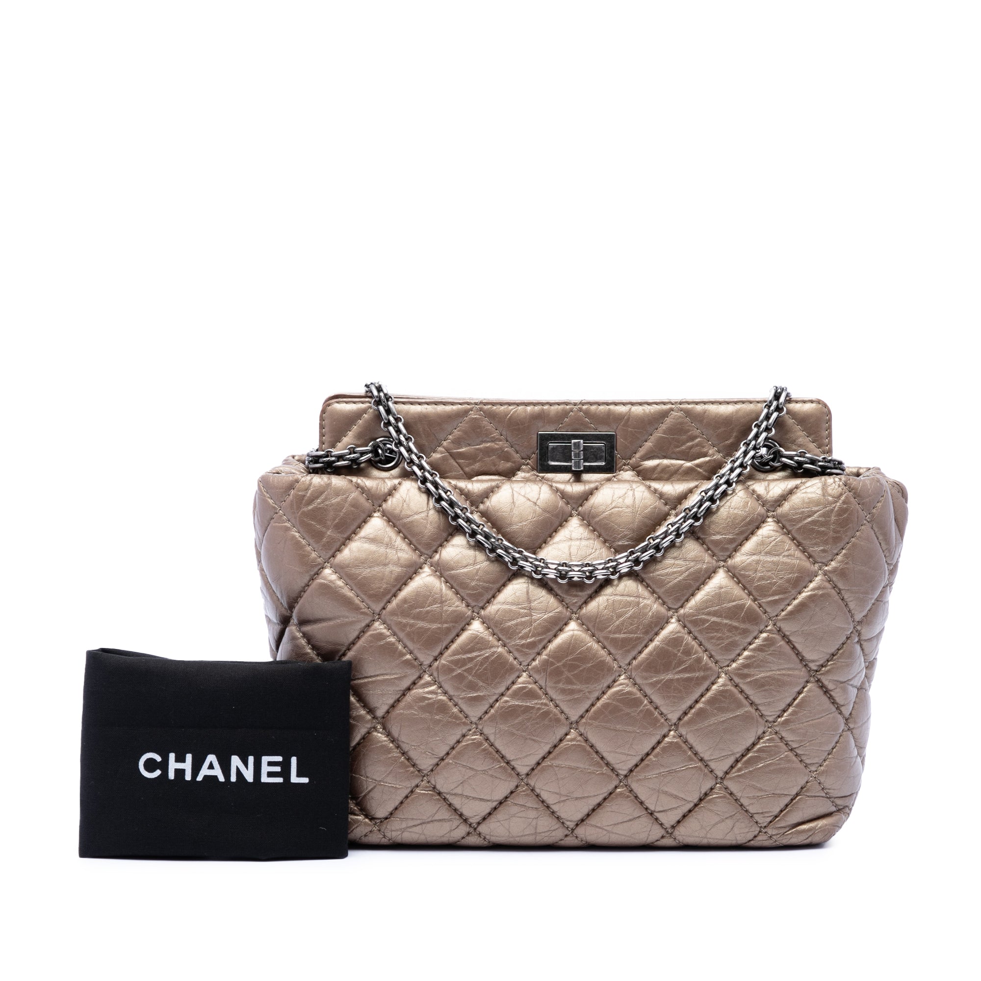 Chanel Quilted Metallic Aged Calfskin Reissue 2.55 Tote - image 7