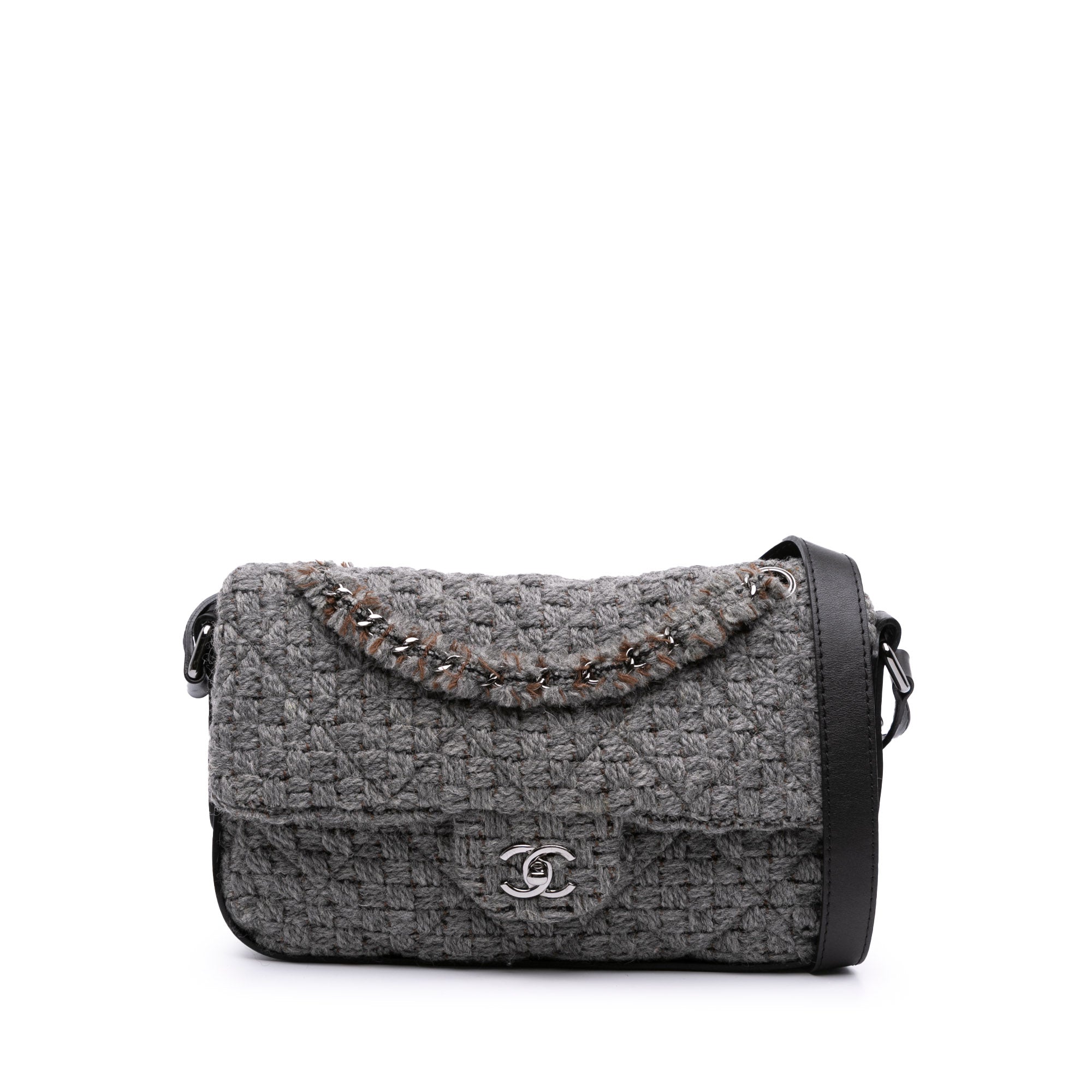 Chanel Quilted Wool and Calfskin Single Flap - image 1