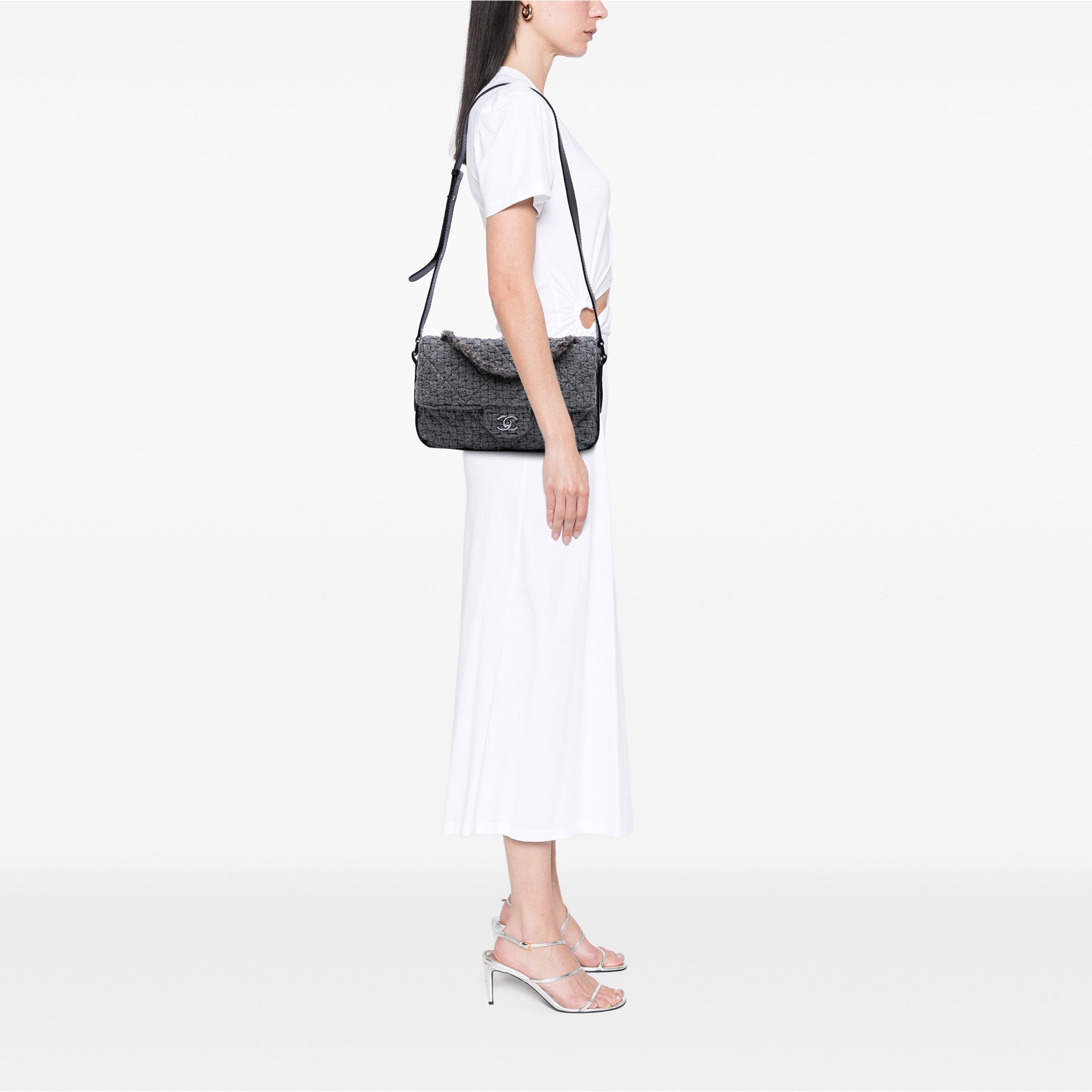 Chanel Quilted Wool and Calfskin Single Flap - image 8