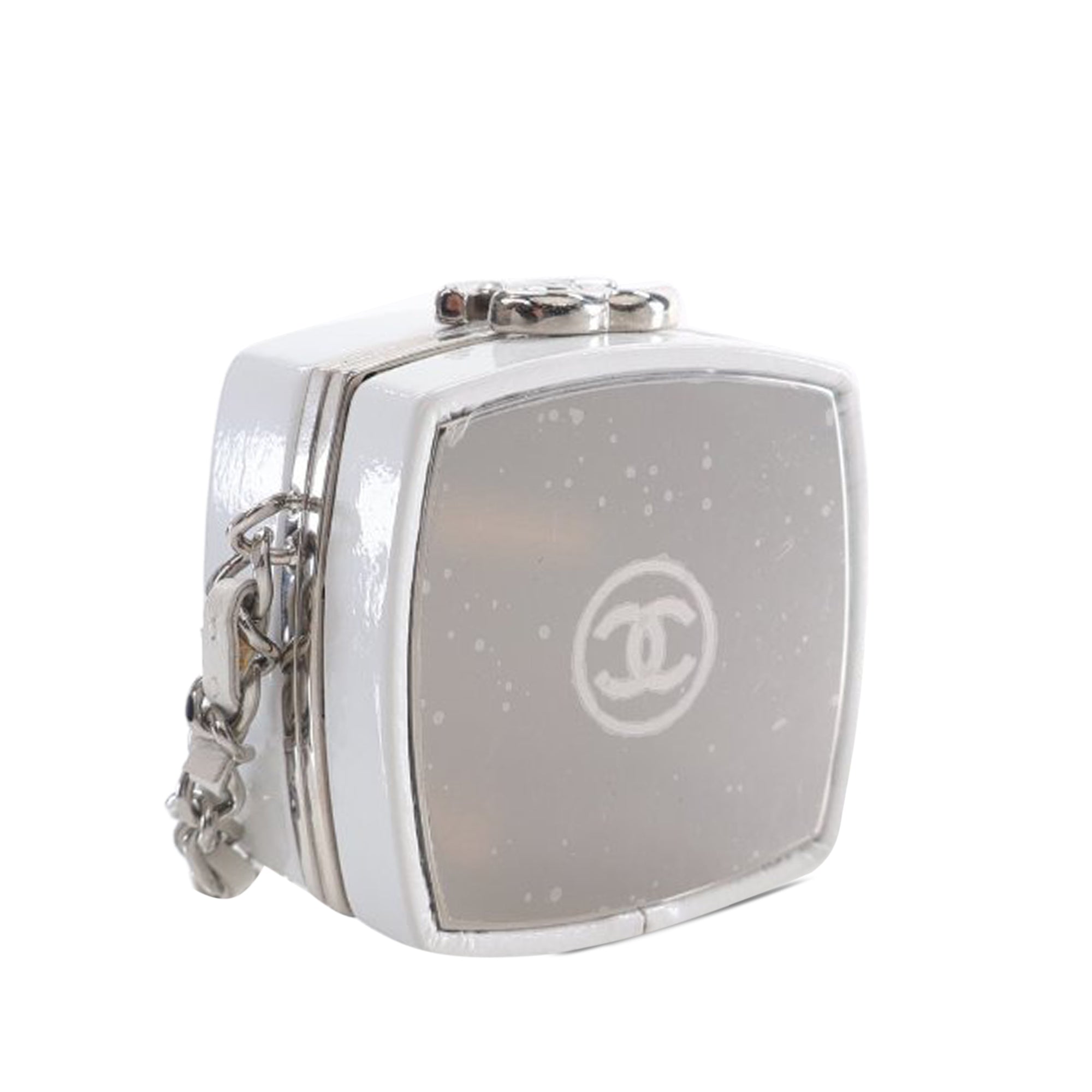 Chanel Patent Goatskin Make Up Box Clutch With Chain - image 2