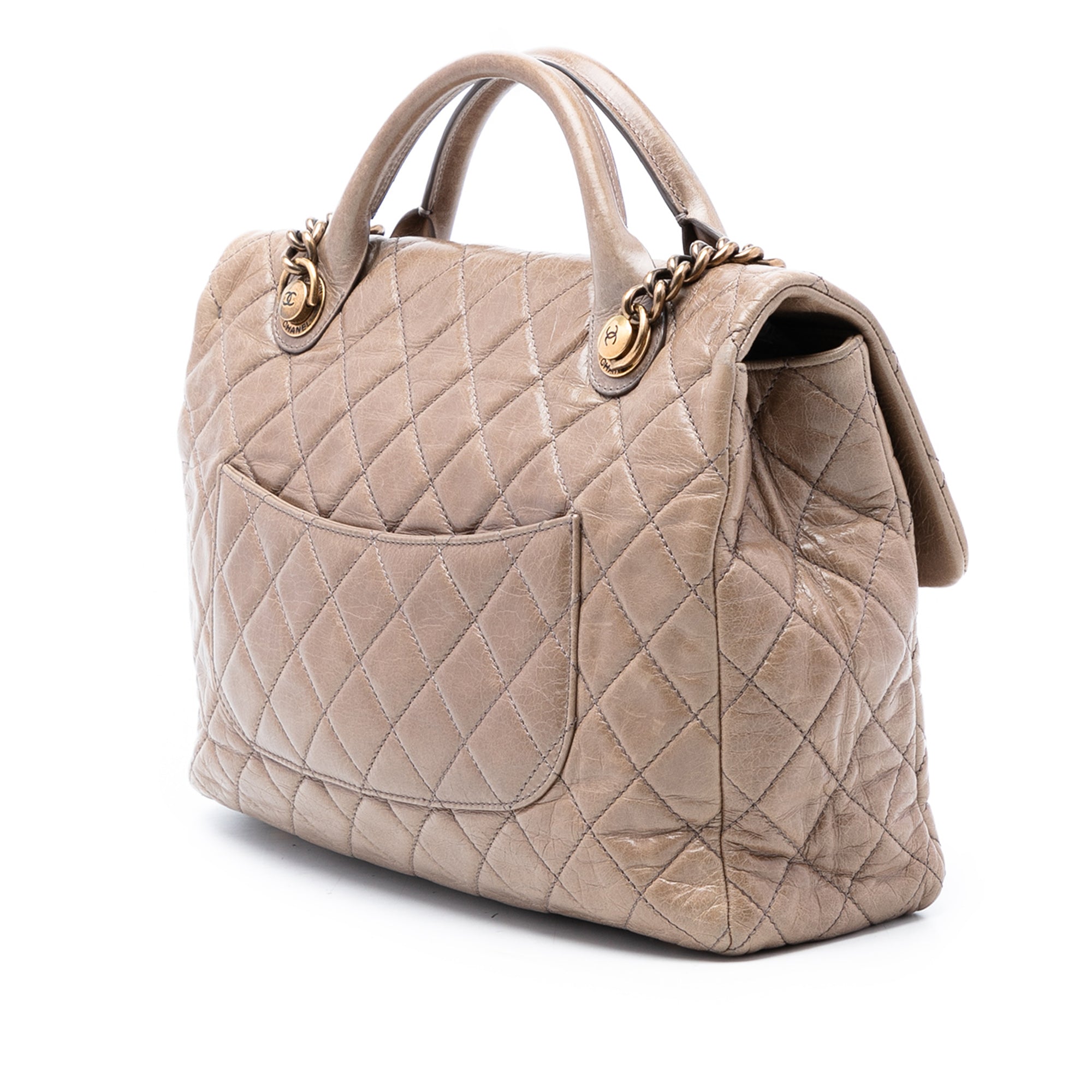 Chanel Large Glazed Calfskin Castle Rock Top Handle Flap - image 2