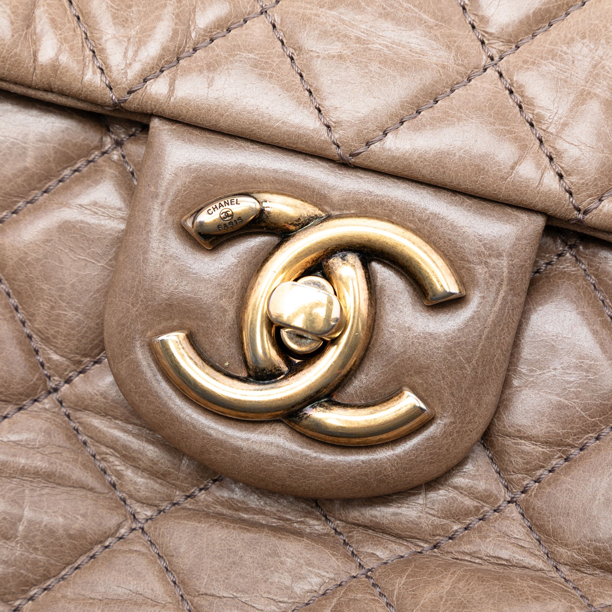 Chanel Large Glazed Calfskin Castle Rock Top Handle Flap - image 6