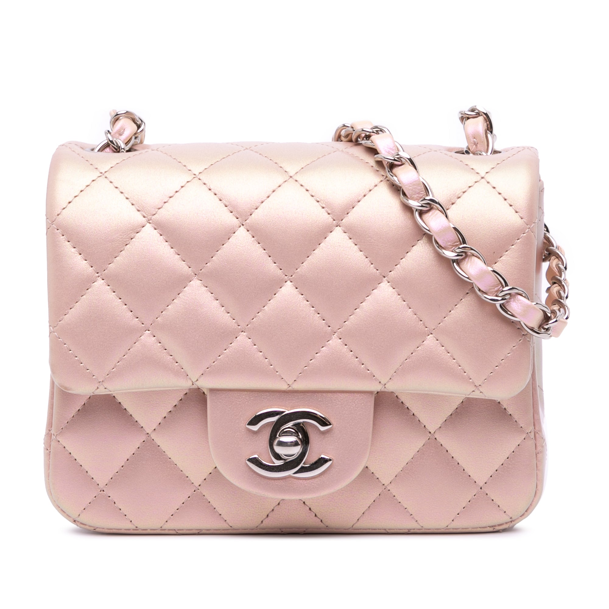 Chanel Mini Square Classic Iridescent Calfskin Single Flap - image 1