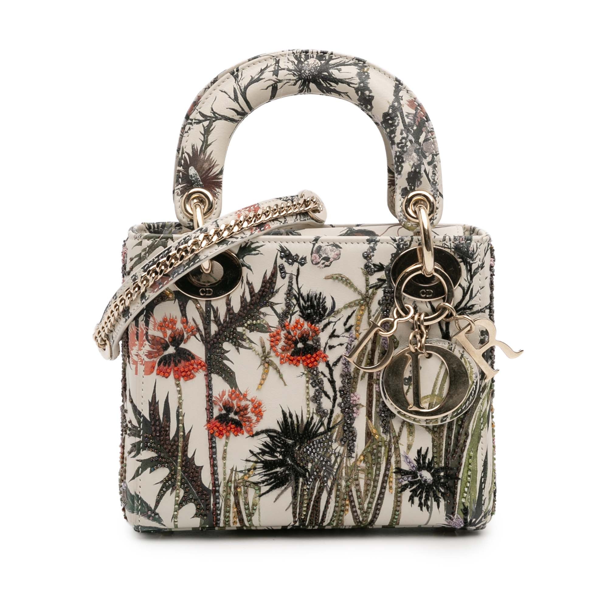 Dior Mini Calfskin Beaded Embroidered Jardin Naturel Lady Dior - image 1
