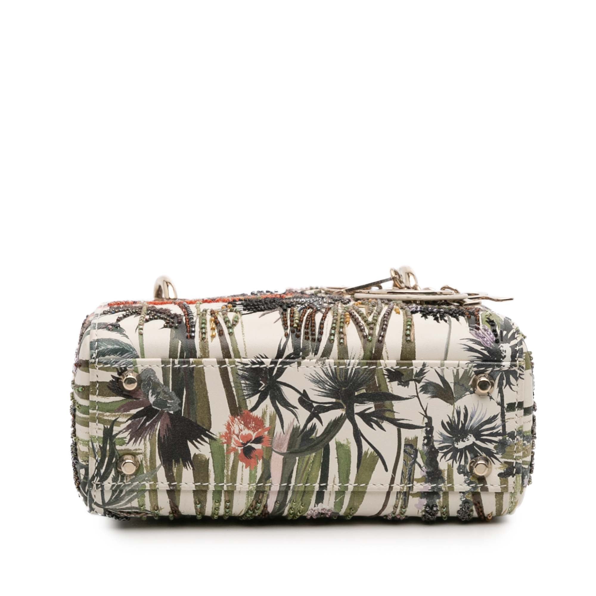 Dior Mini Calfskin Beaded Embroidered Jardin Naturel Lady Dior - image 3