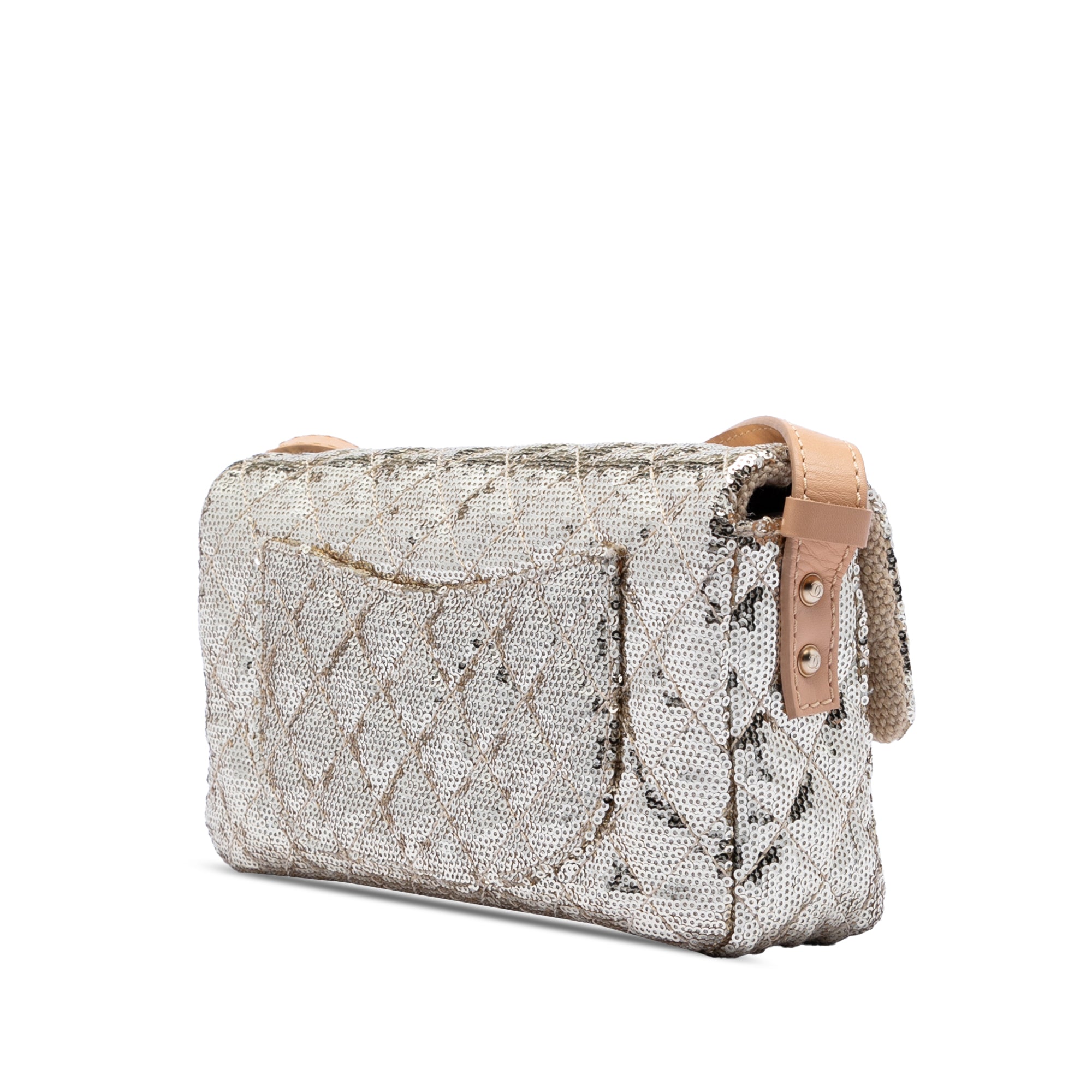 Chanel Quilted Sequined Raffia Easy Reissue 2.55 Single Flap 225 - image 2