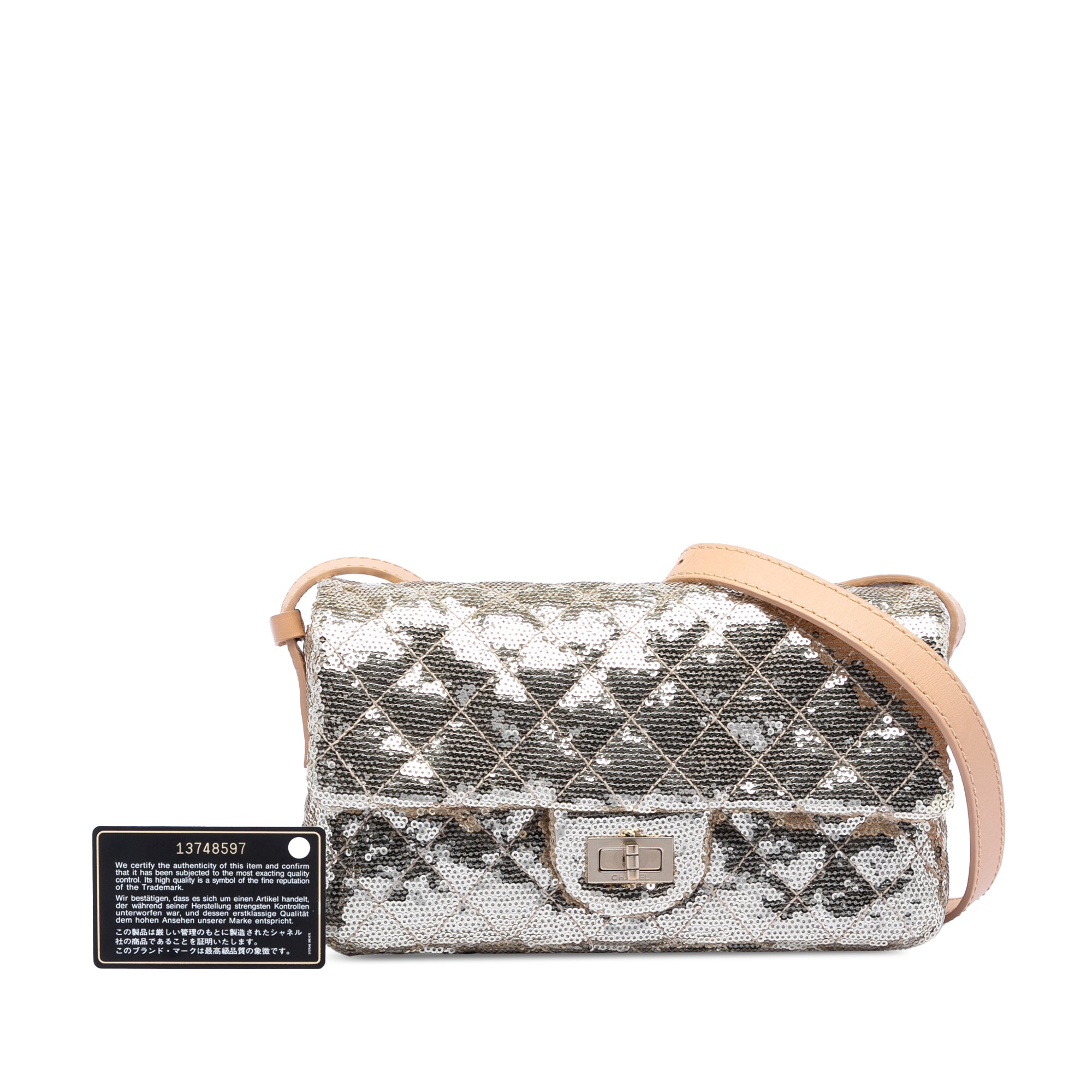 Chanel Quilted Sequined Raffia Easy Reissue 2.55 Single Flap 225 - image 8