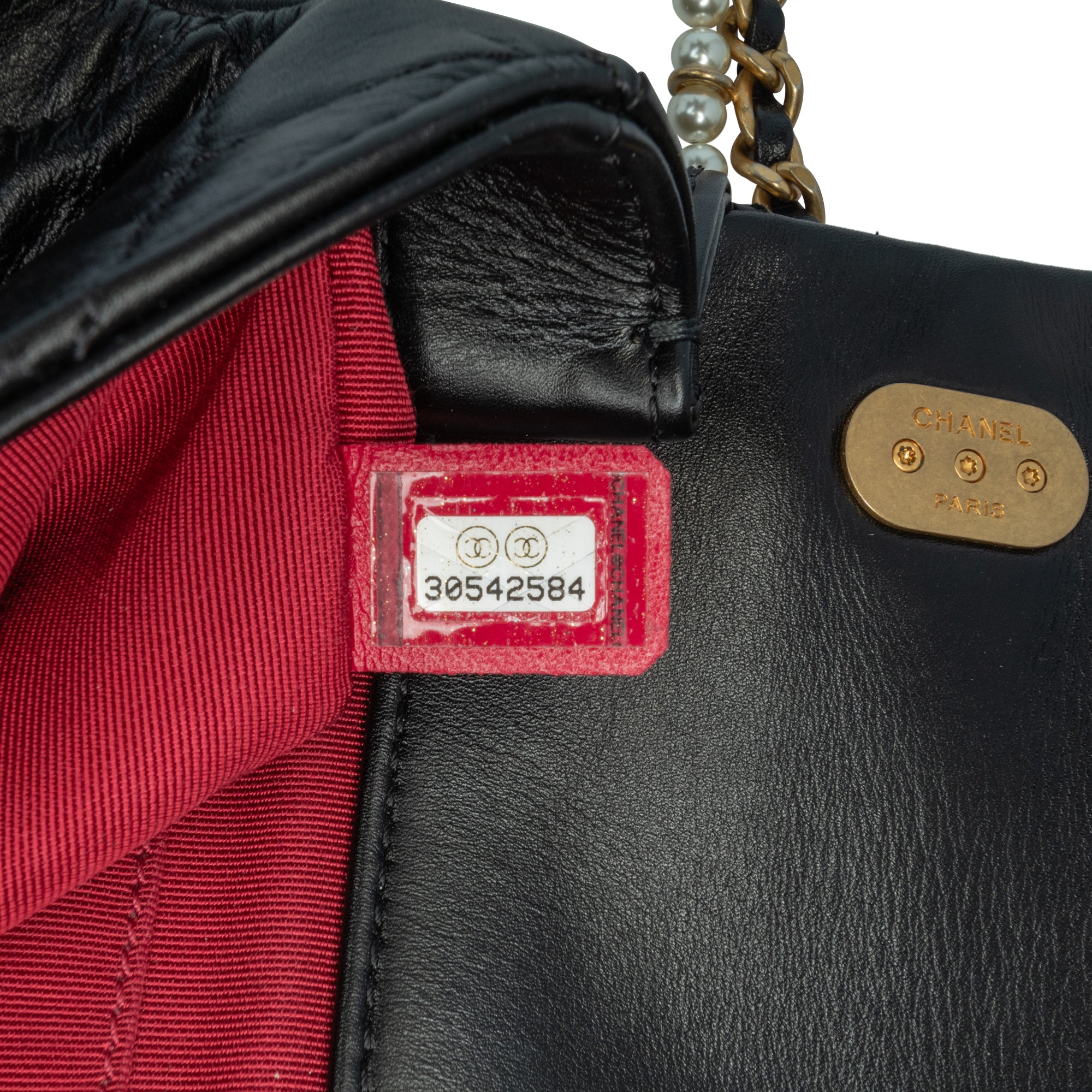 Chanel Mini Quilted Calfskin Crystal Pearls Chain Flap - image 5