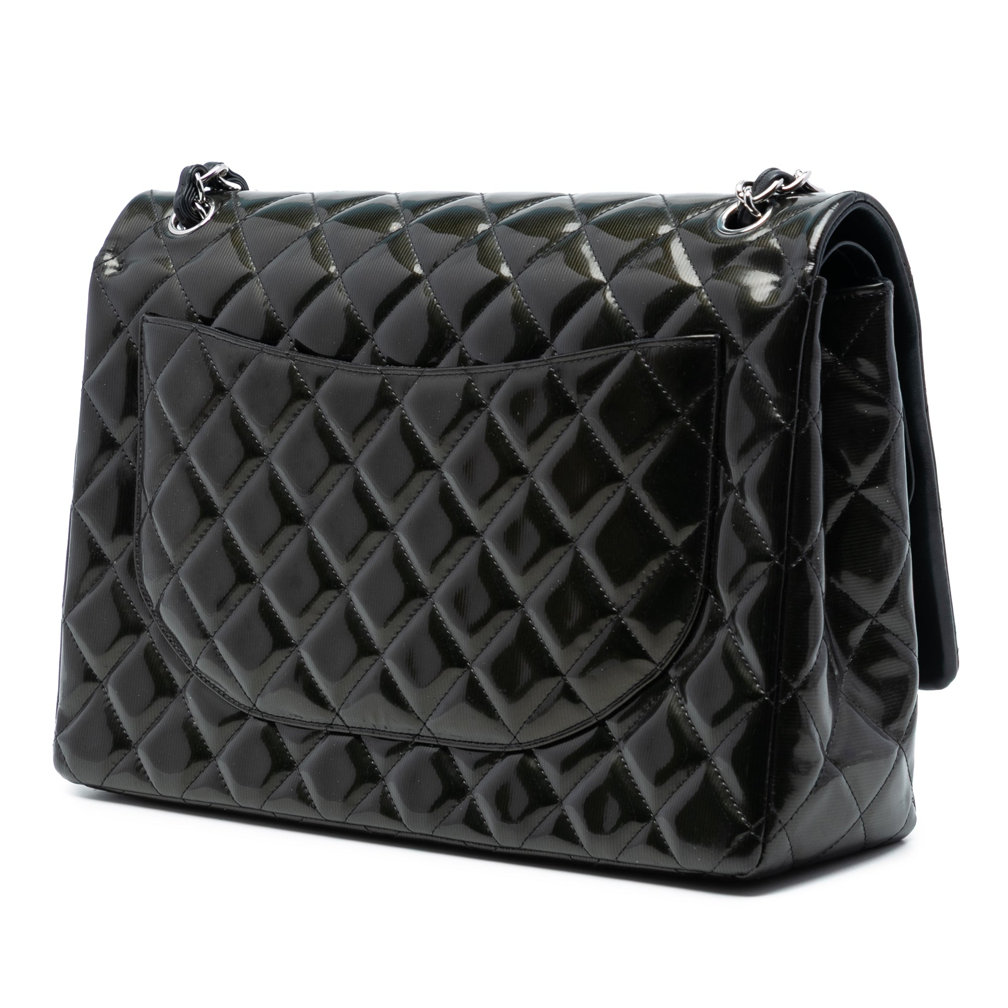 Chanel Maxi Classic Striped Patent Double Flap - image 2