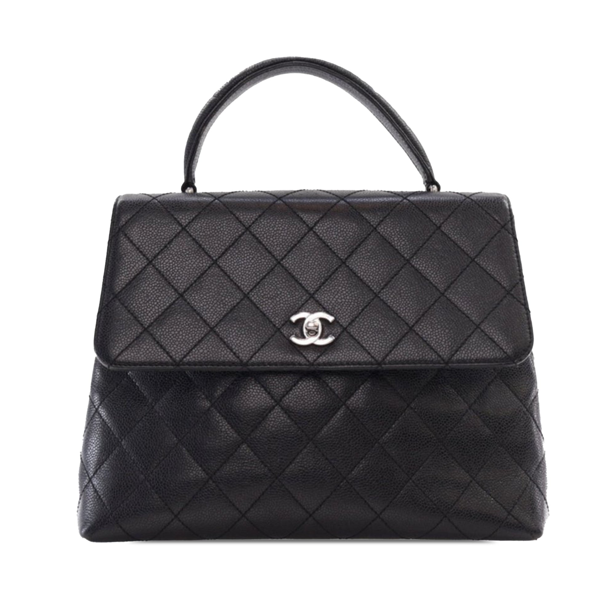 Chanel CC Quilted Caviar Kelly Top Handle Bag - image 1