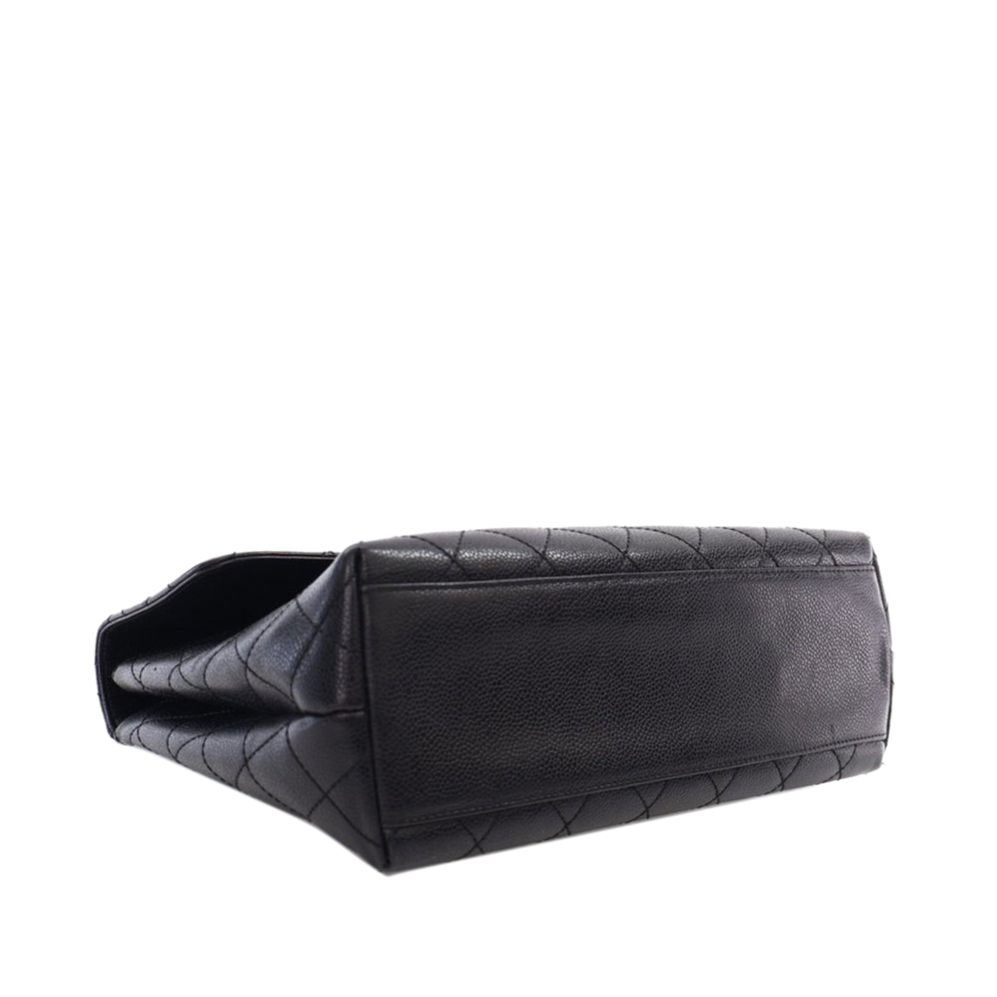 Chanel CC Quilted Caviar Kelly Top Handle Bag - image 11