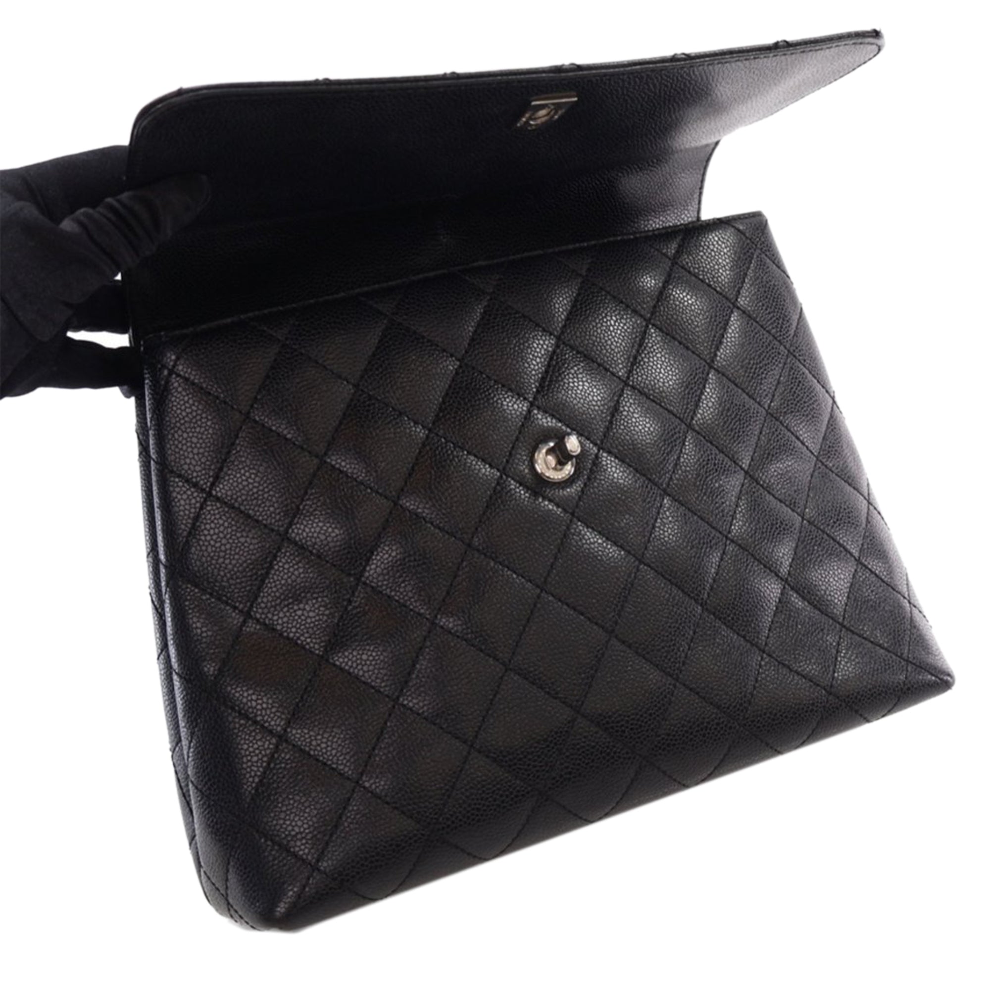 Chanel CC Quilted Caviar Kelly Top Handle Bag - image 12