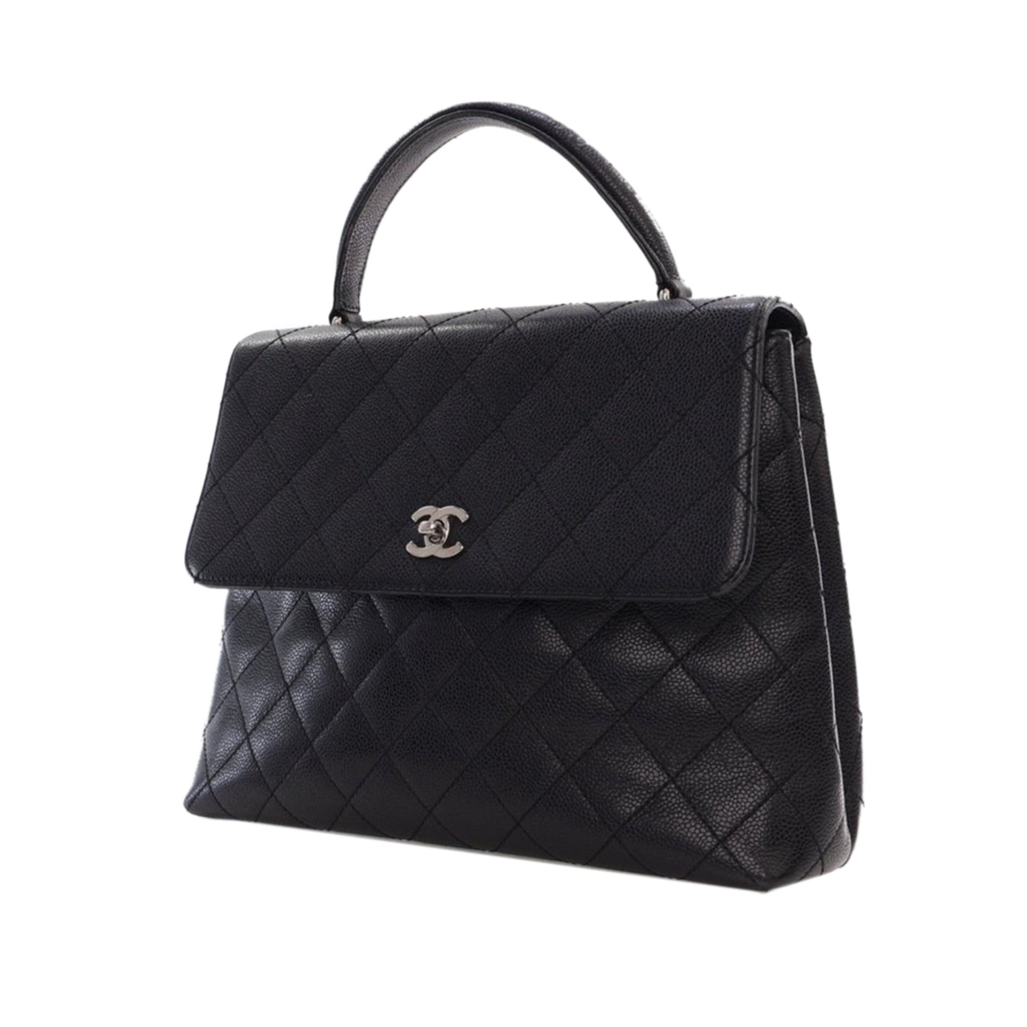 Chanel CC Quilted Caviar Kelly Top Handle Bag - image 13