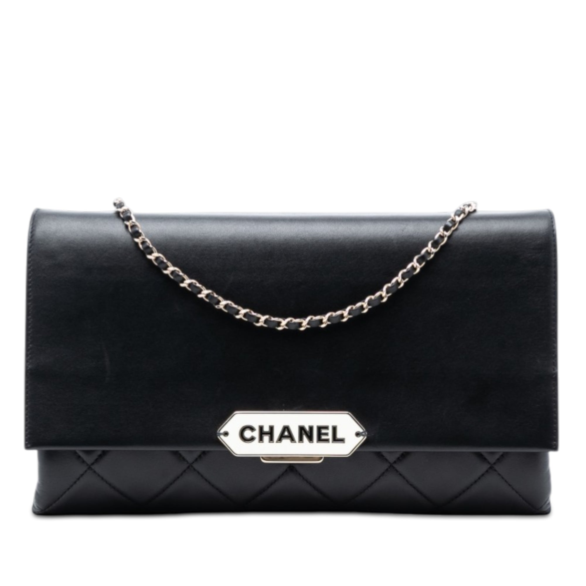 Chanel Quilted Lambskin Retro Label Shoulder Bag - image 1