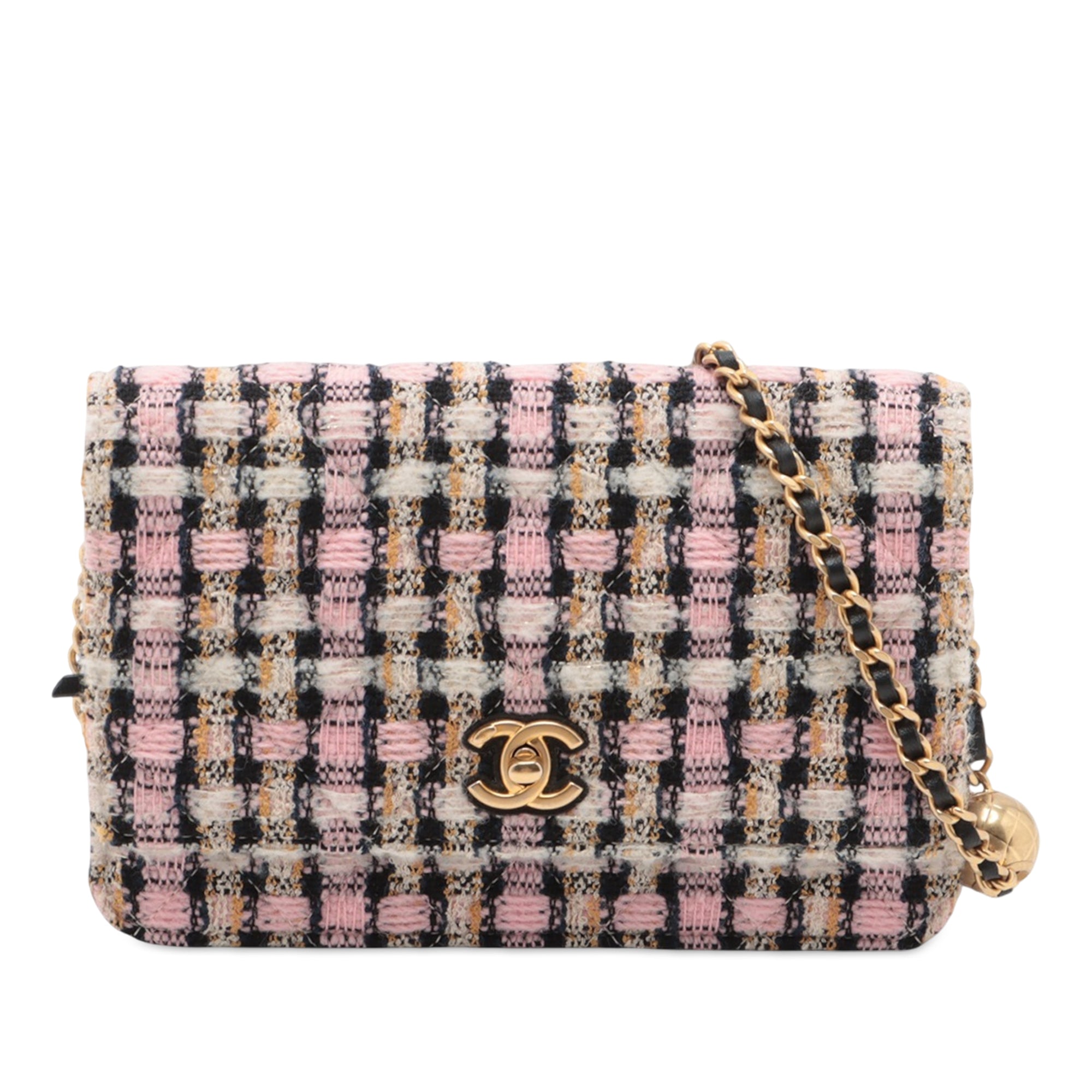 Chanel Quilted Tweed Pearl Crush Wallet on Chain - image 1