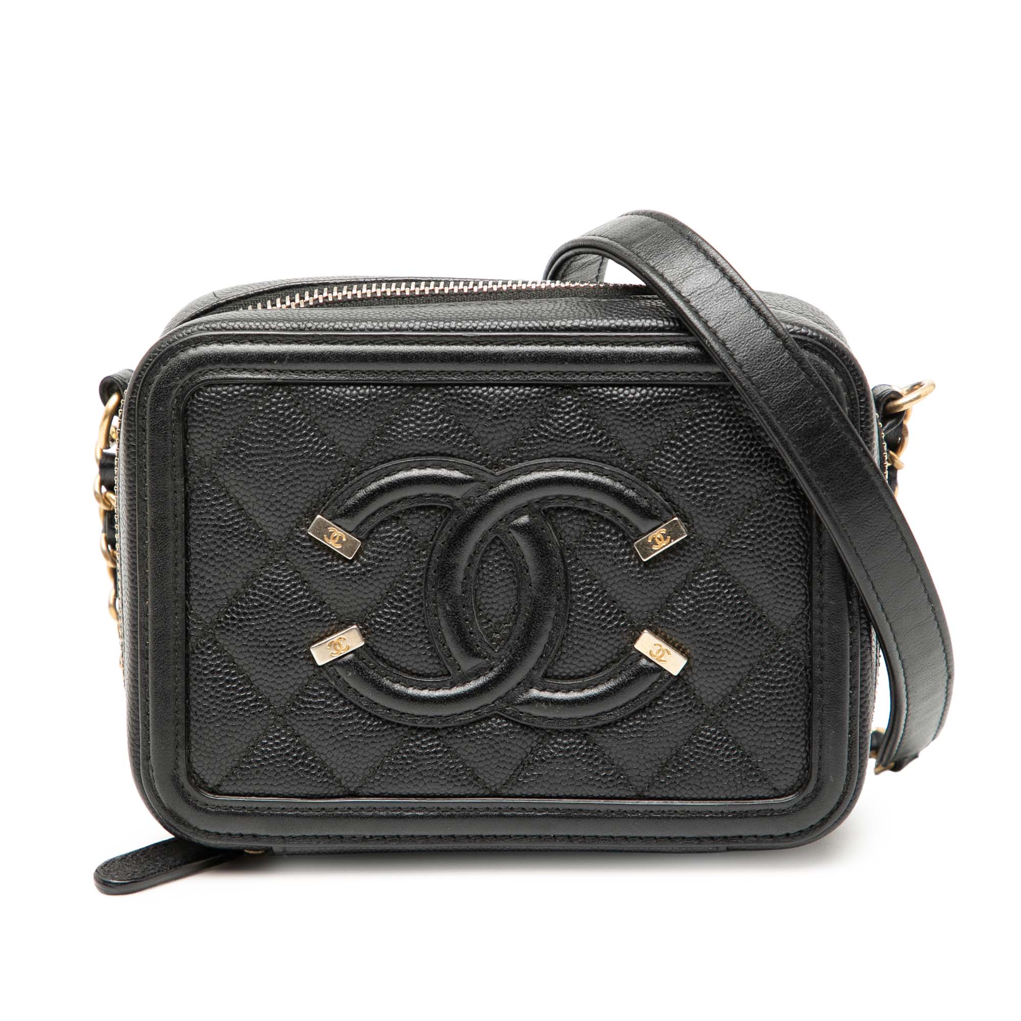 Chanel Mini Caviar CC Filigree Vanity Case - image 1