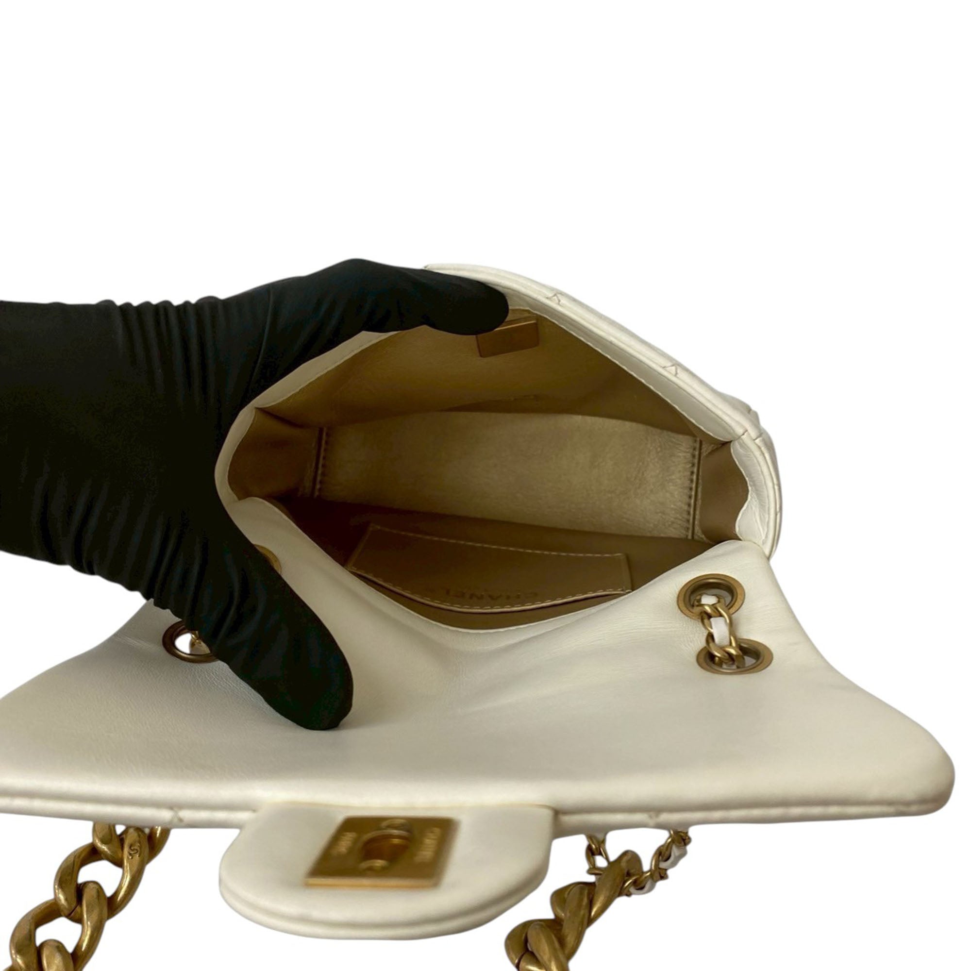 Chanel Mini Quilted Shiny Lambskin Dual Chain Flap - image 3