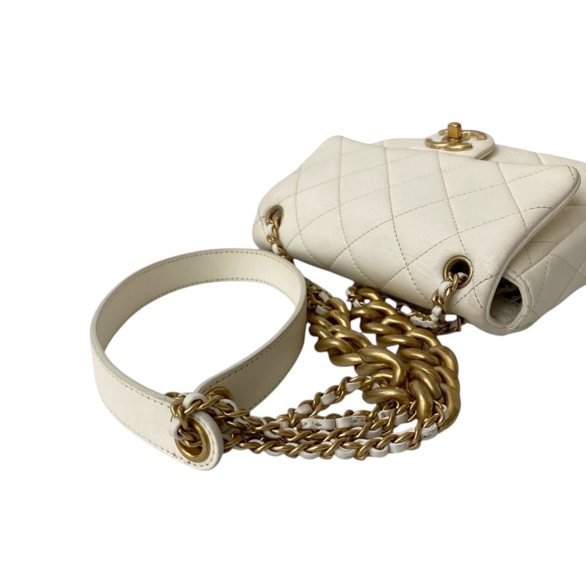 Chanel Mini Quilted Shiny Lambskin Dual Chain Flap - image 4