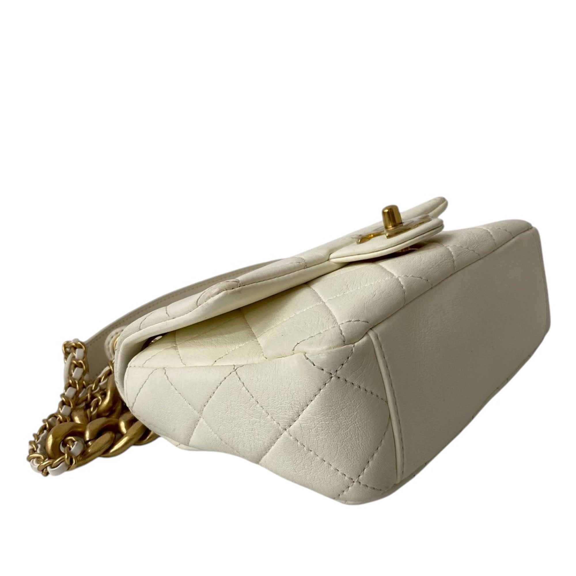 Chanel Mini Quilted Shiny Lambskin Dual Chain Flap - image 5