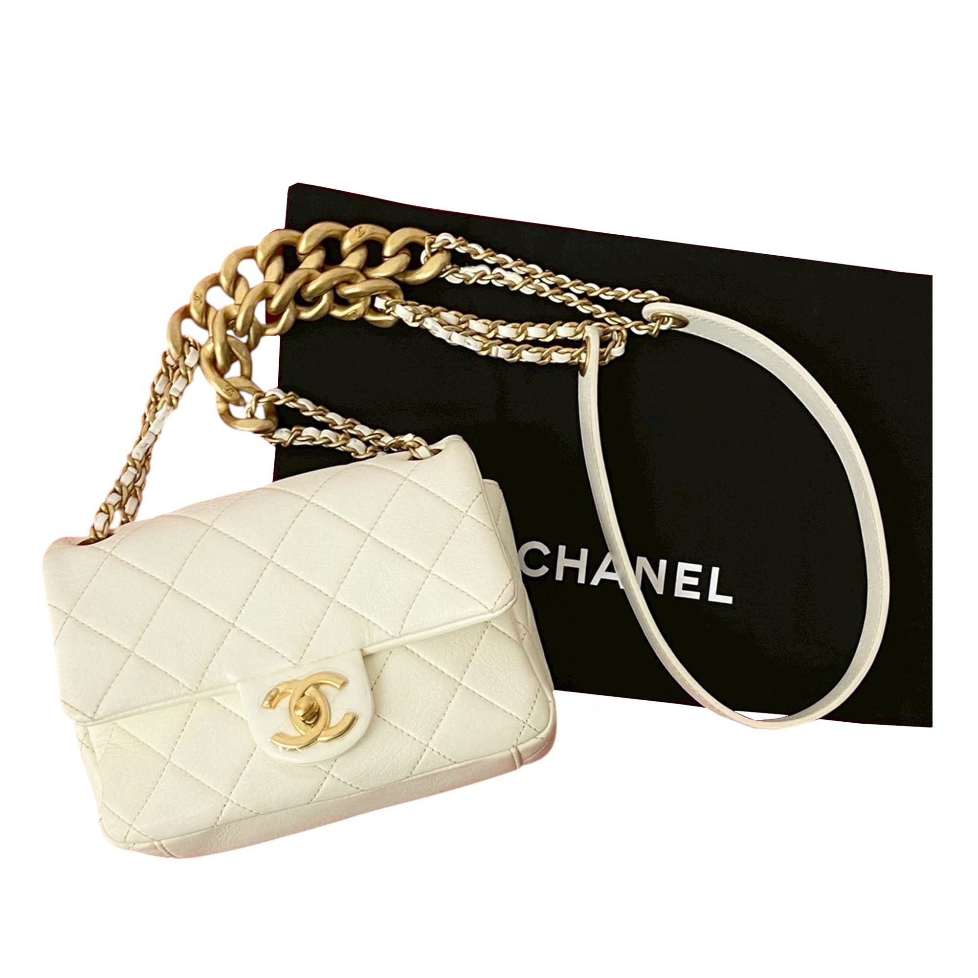 Chanel Mini Quilted Shiny Lambskin Dual Chain Flap - image 9