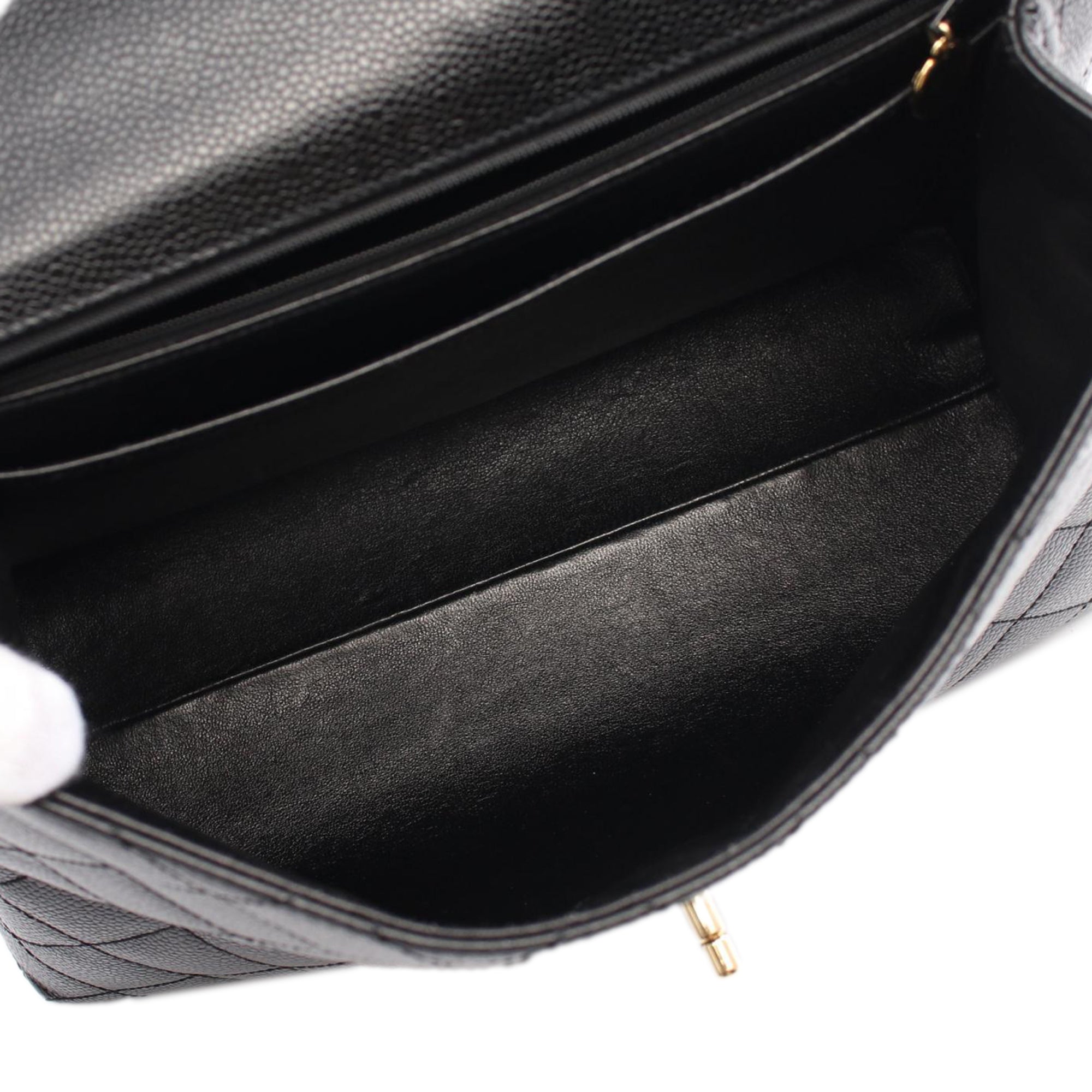 Chanel CC Quilted Caviar Kelly Top Handle Bag - image 3