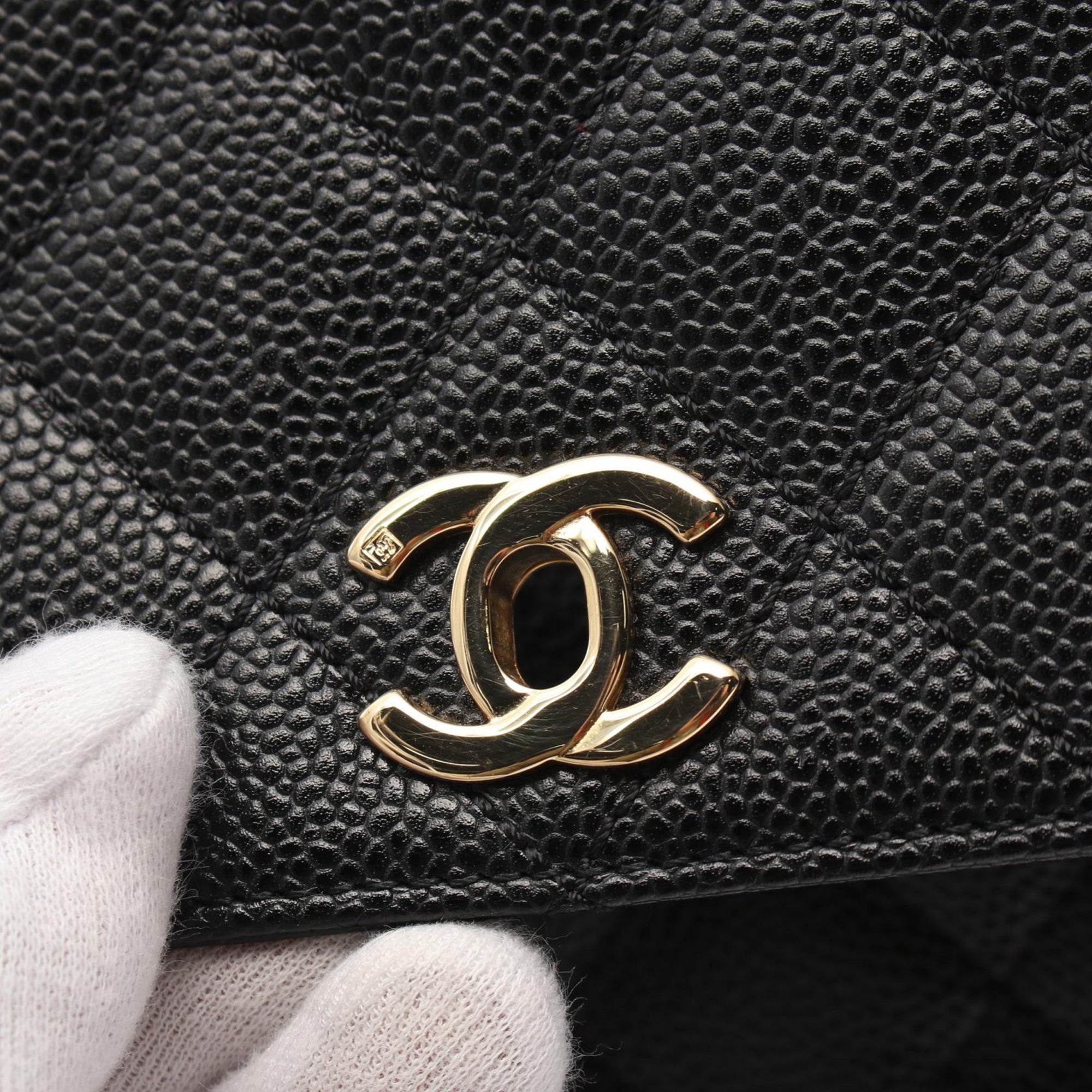 Chanel CC Quilted Caviar Kelly Top Handle Bag - image 9