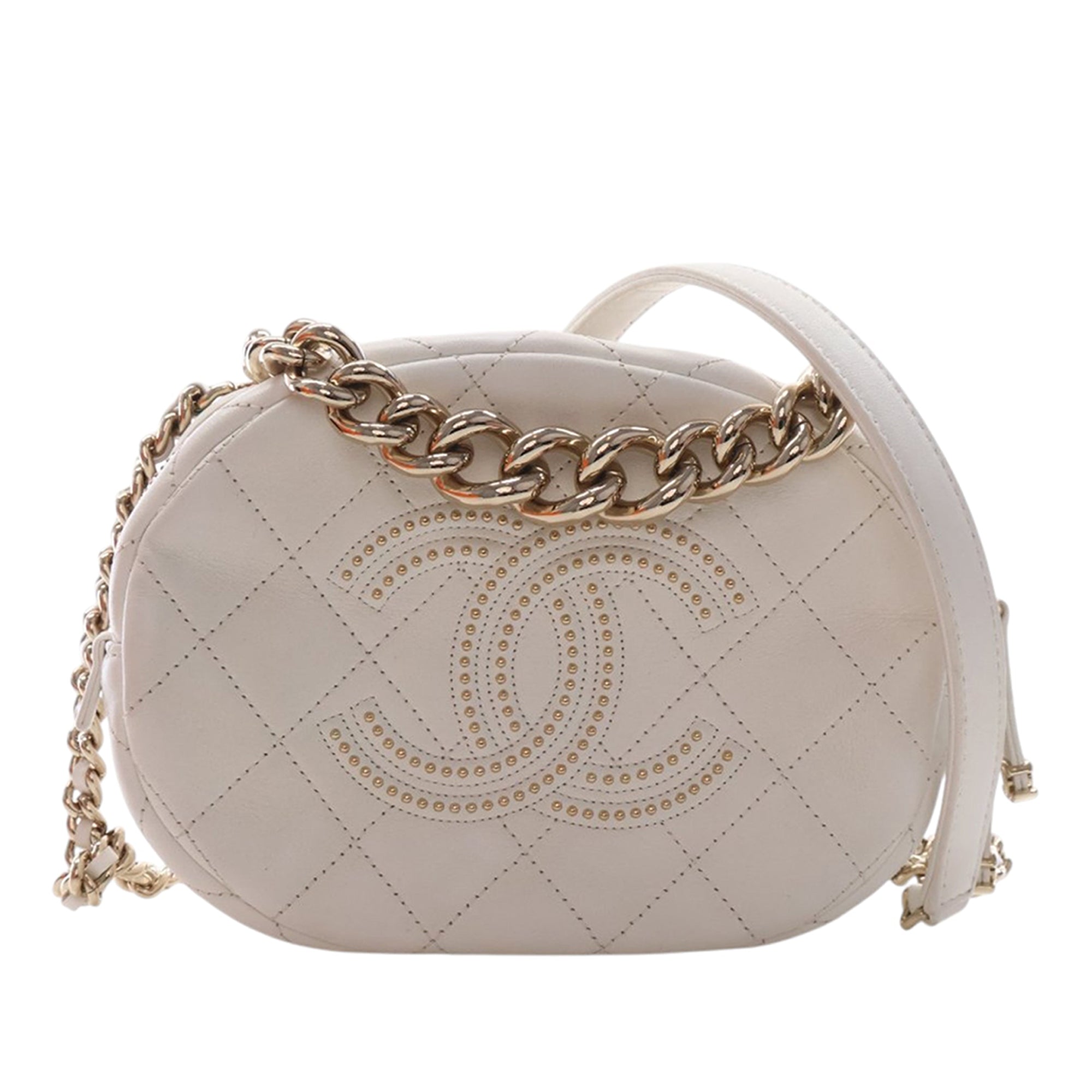 Chanel CC Quilted Studded Lambskin Round Camera Bag - image 1