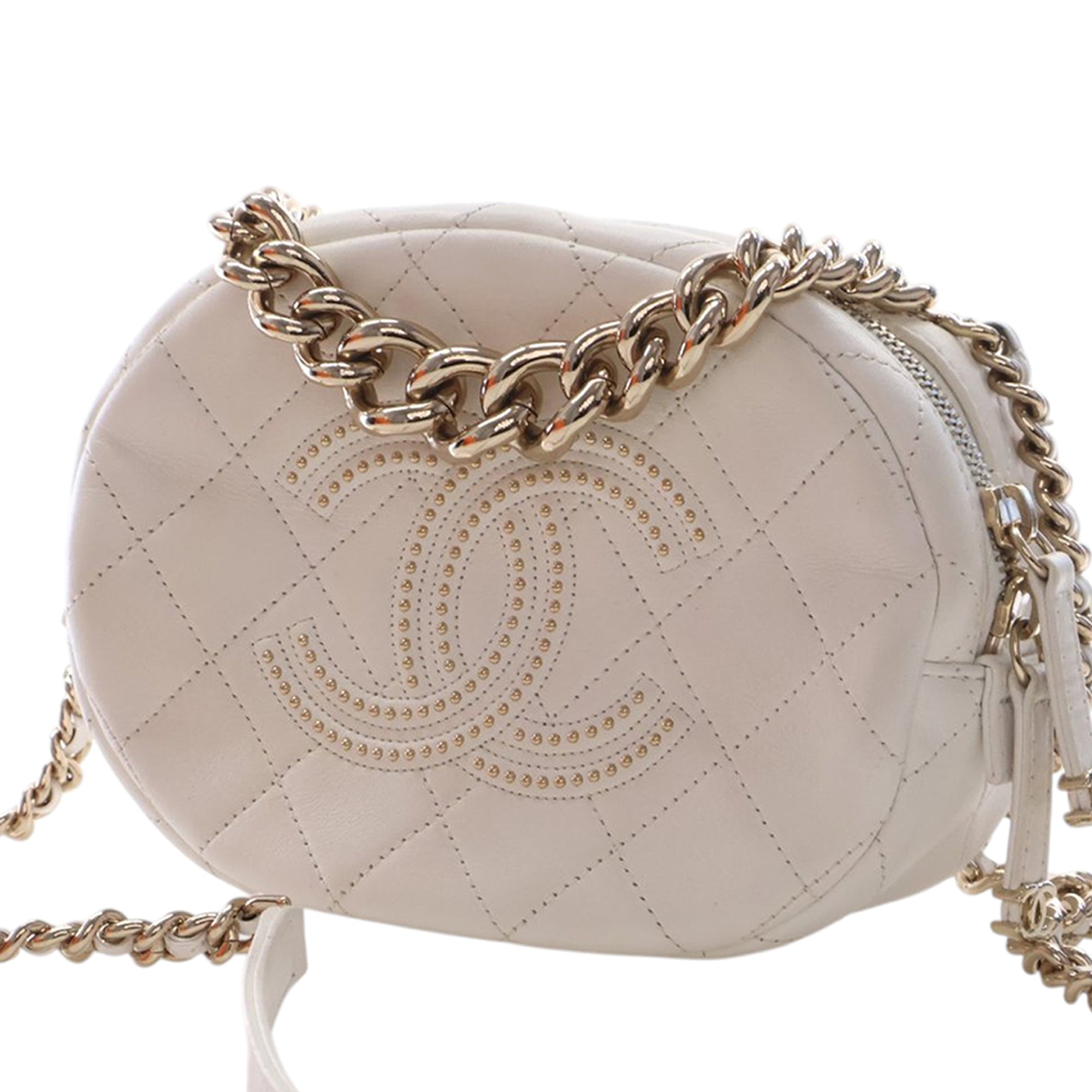 Chanel CC Quilted Studded Lambskin Round Camera Bag - image 3