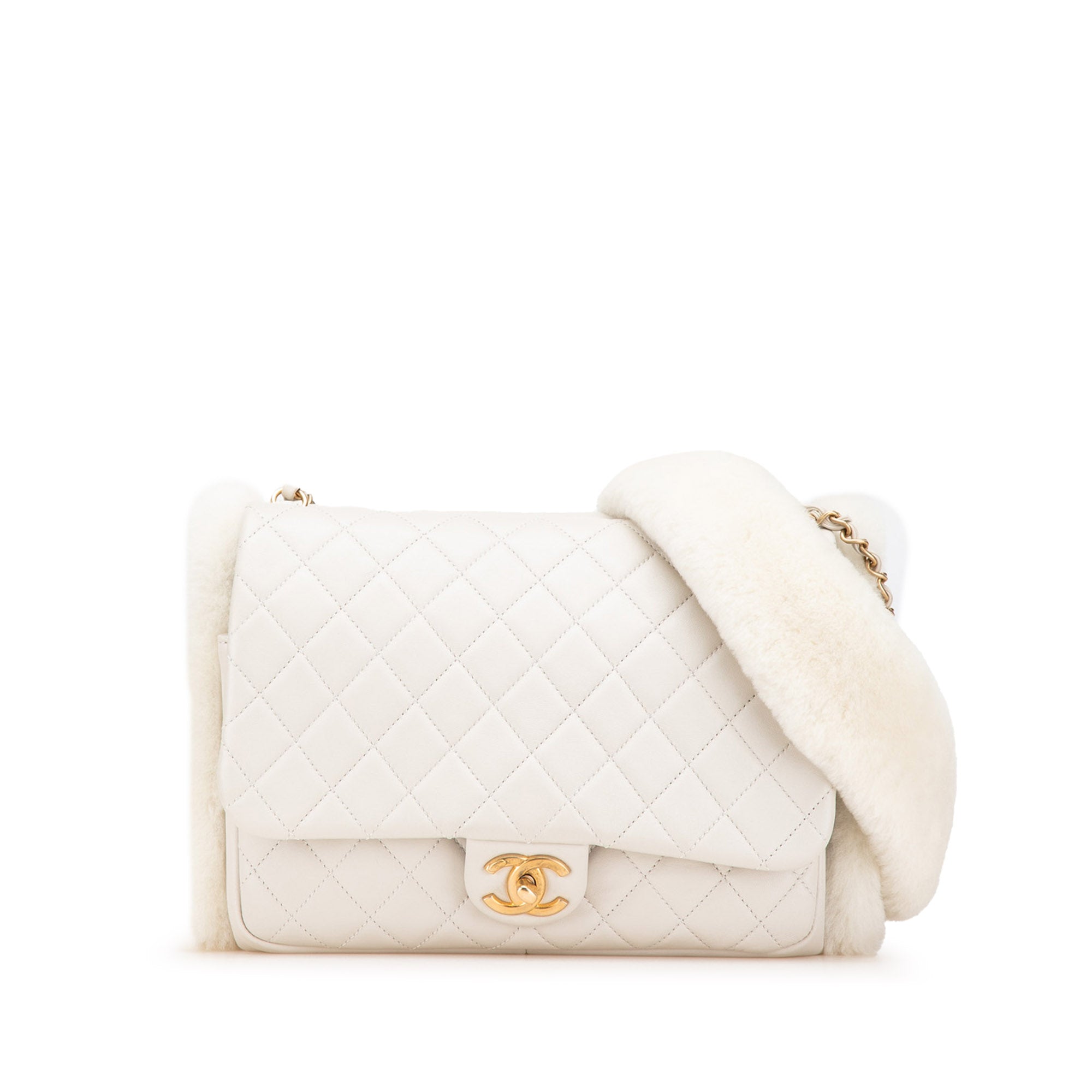 Chanel Quilted Lambskin and Shearling CC Muff Flap - image 1