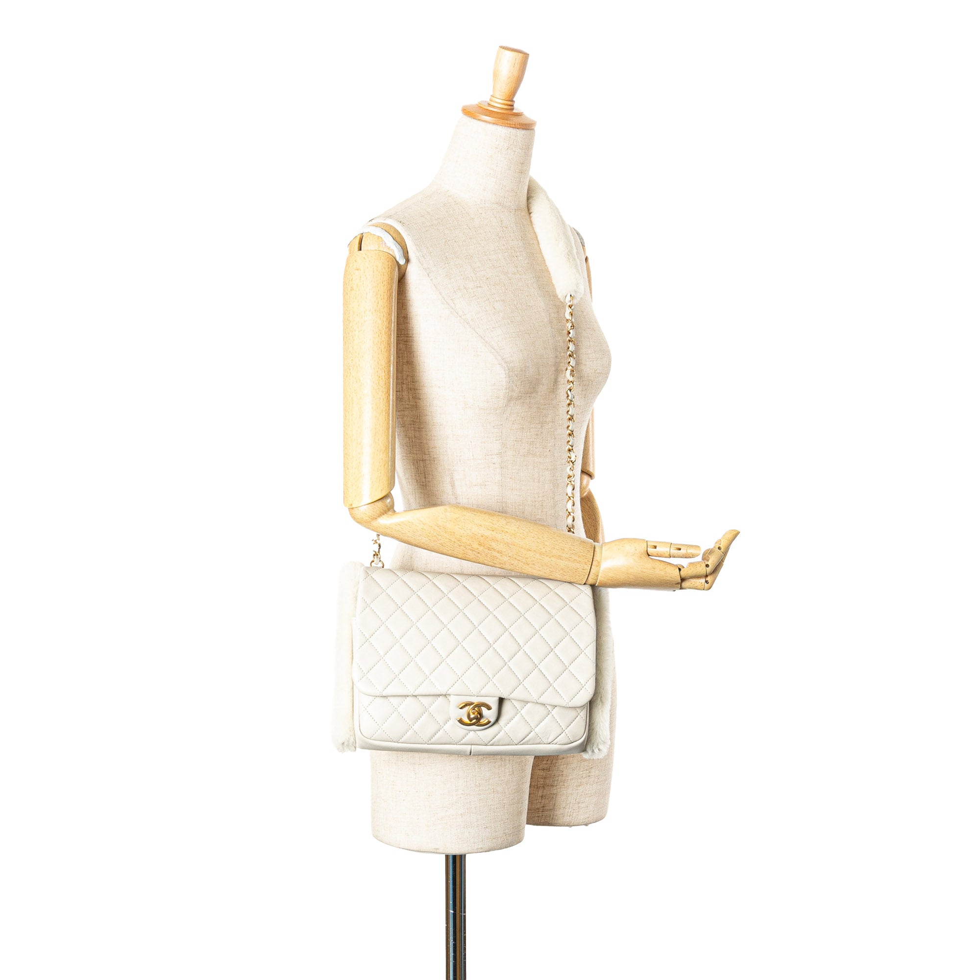 Chanel Quilted Lambskin and Shearling CC Muff Flap - image 13