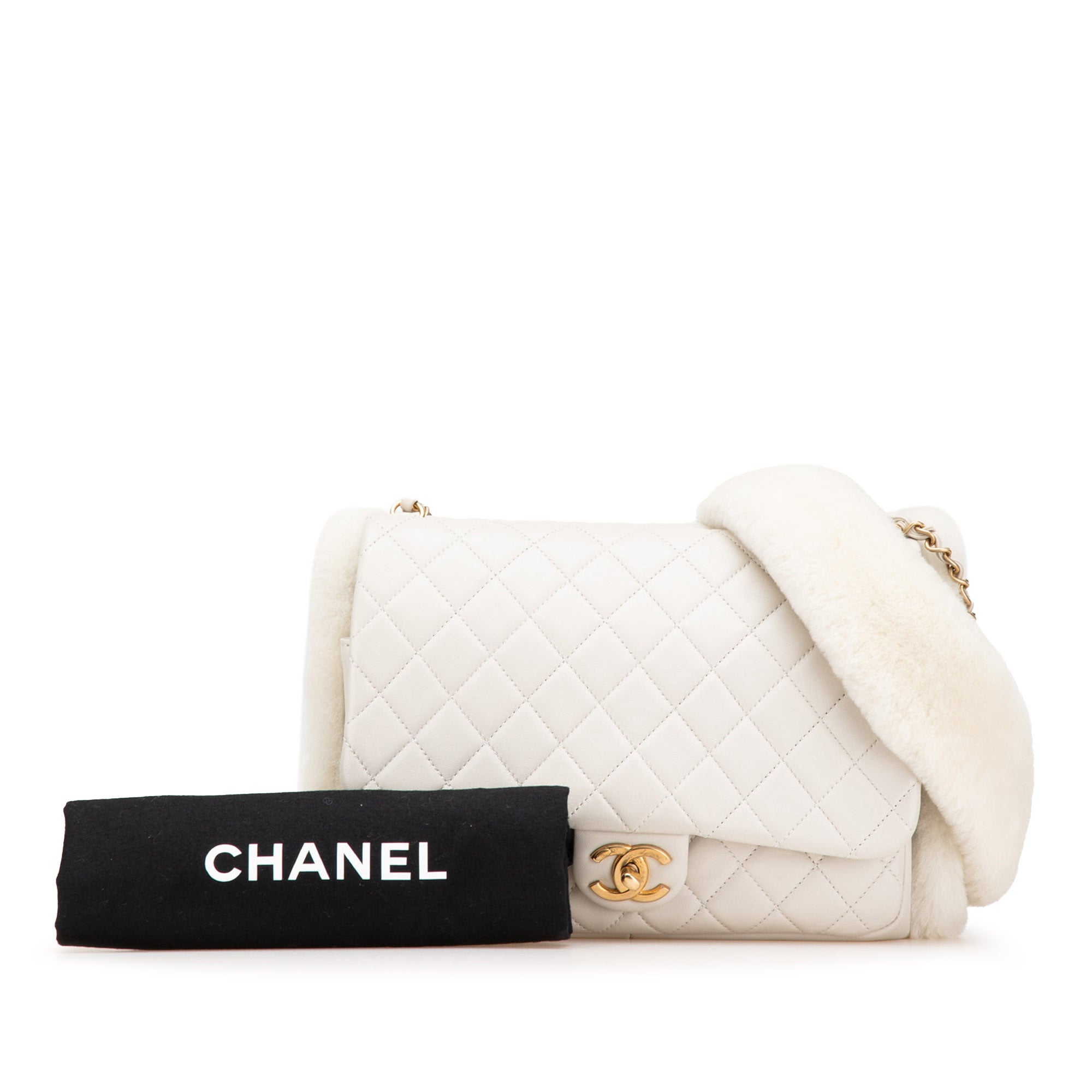 Chanel Quilted Lambskin and Shearling CC Muff Flap - image 14