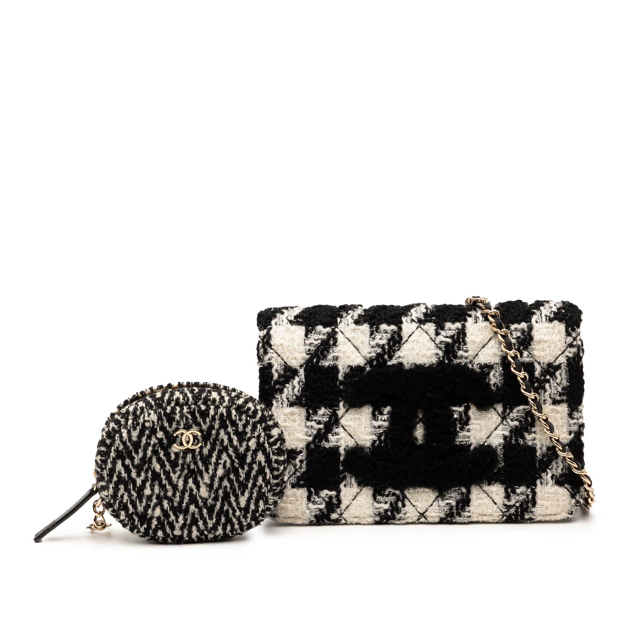 Chanel CC Houndstooth Tweed Wallet On Chain - image 10