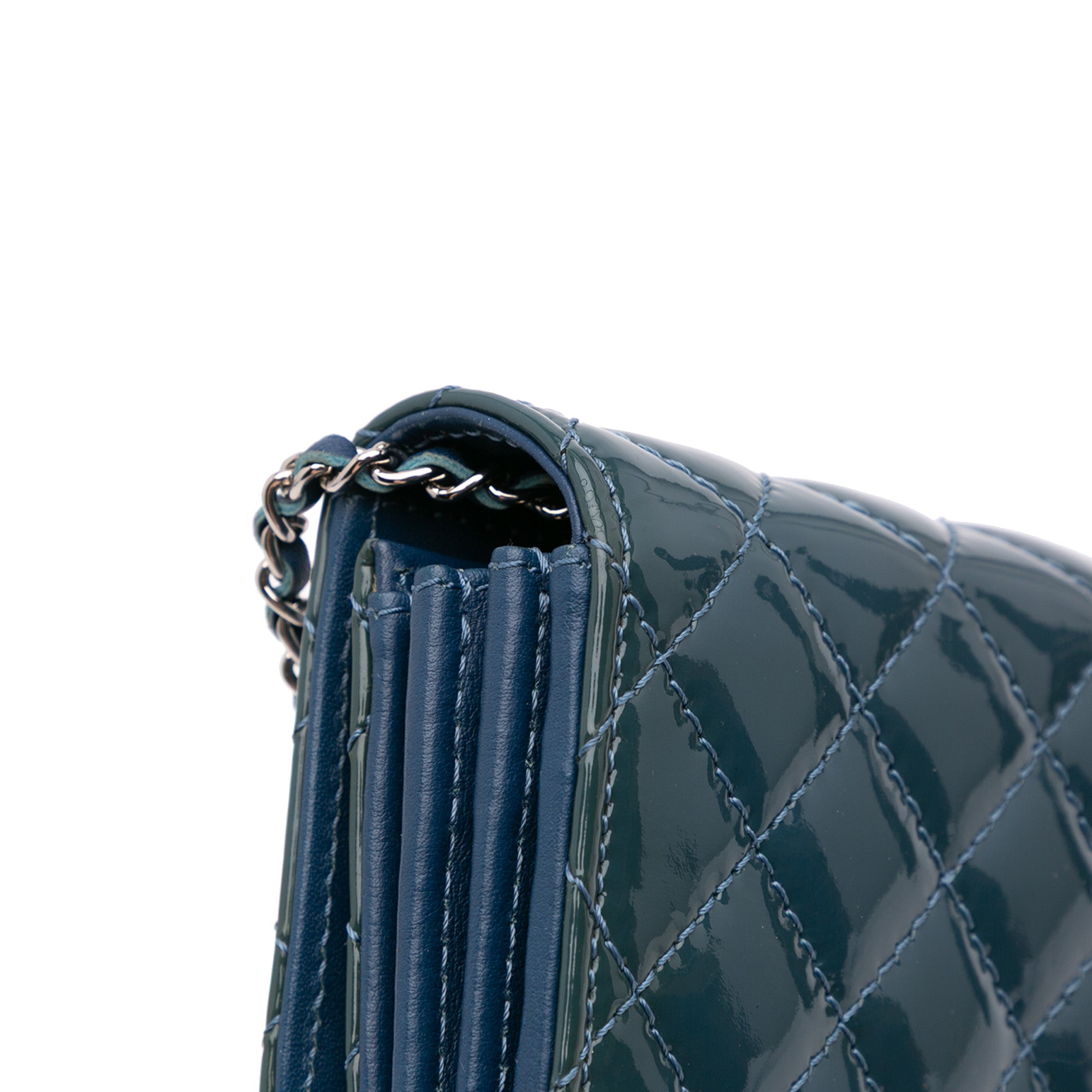 Chanel Quilted Patent Brilliant East West Flap Clutch with Chain - image 10