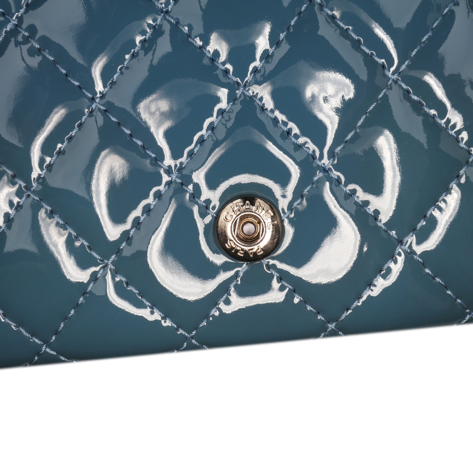 Chanel Quilted Patent Brilliant East West Flap Clutch with Chain - image 8