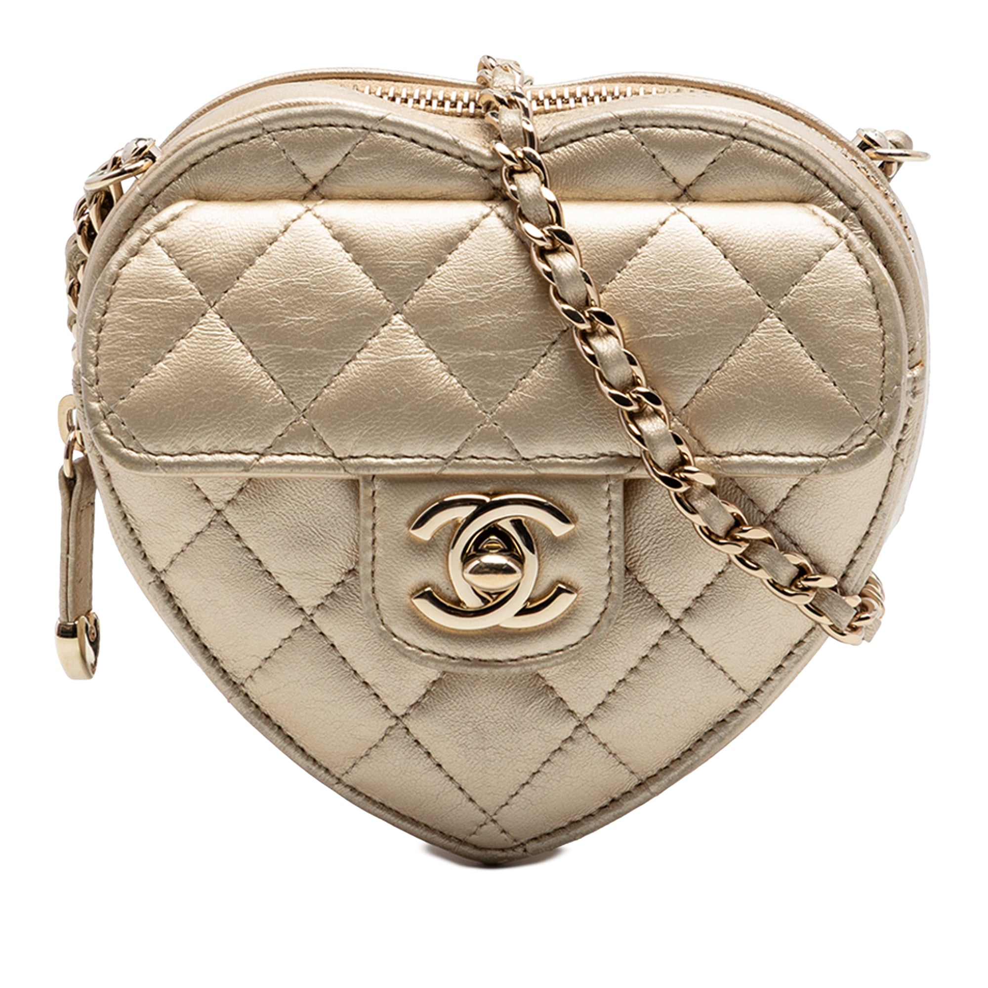 Chanel Mini Metallic Lambskin CC in Love Heart Crossbody - image 1