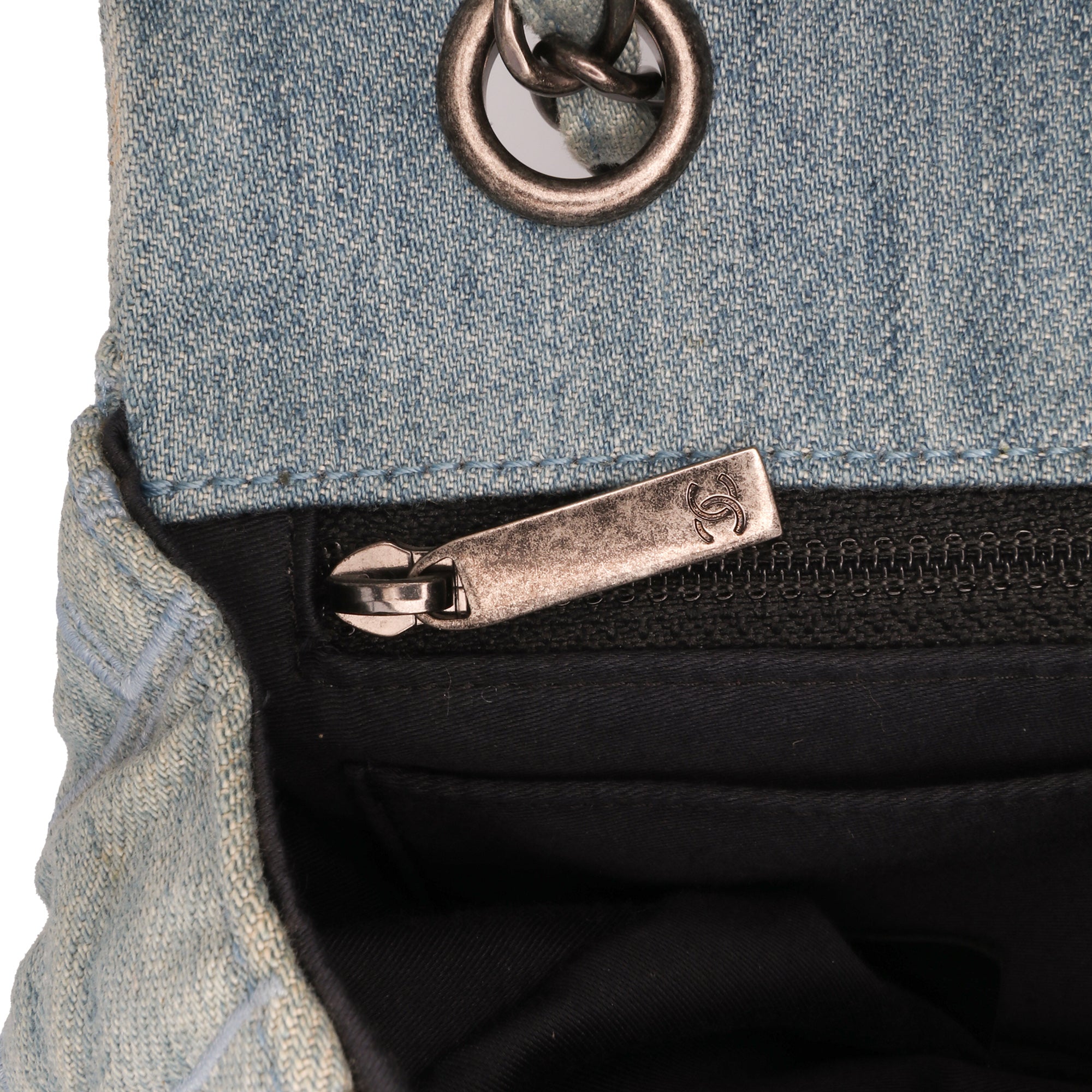 Chanel Medium Embroidered Denim Perfume Bottle Single Flap - image 6