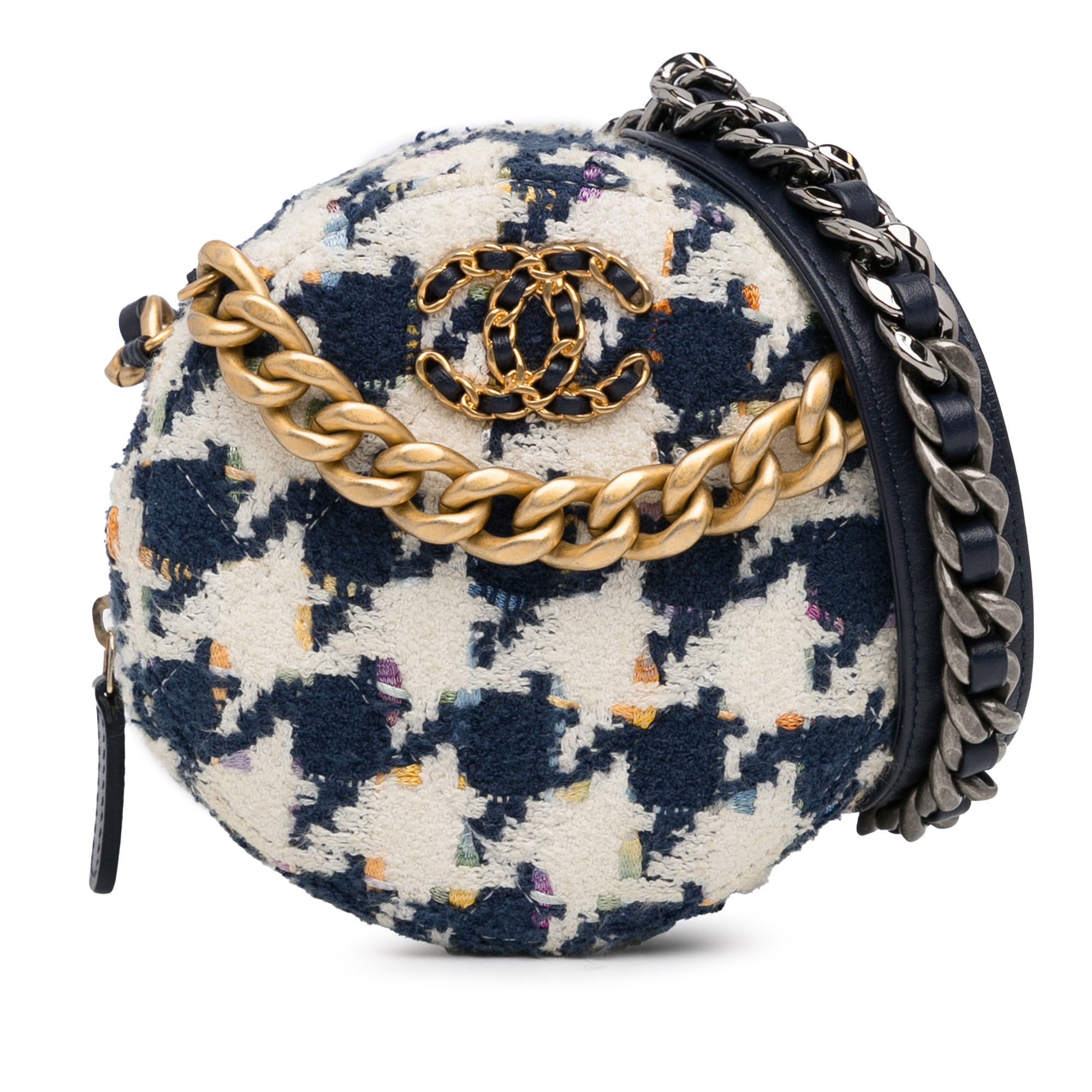 Chanel Tweed 19 Round Clutch with Chain - image 1