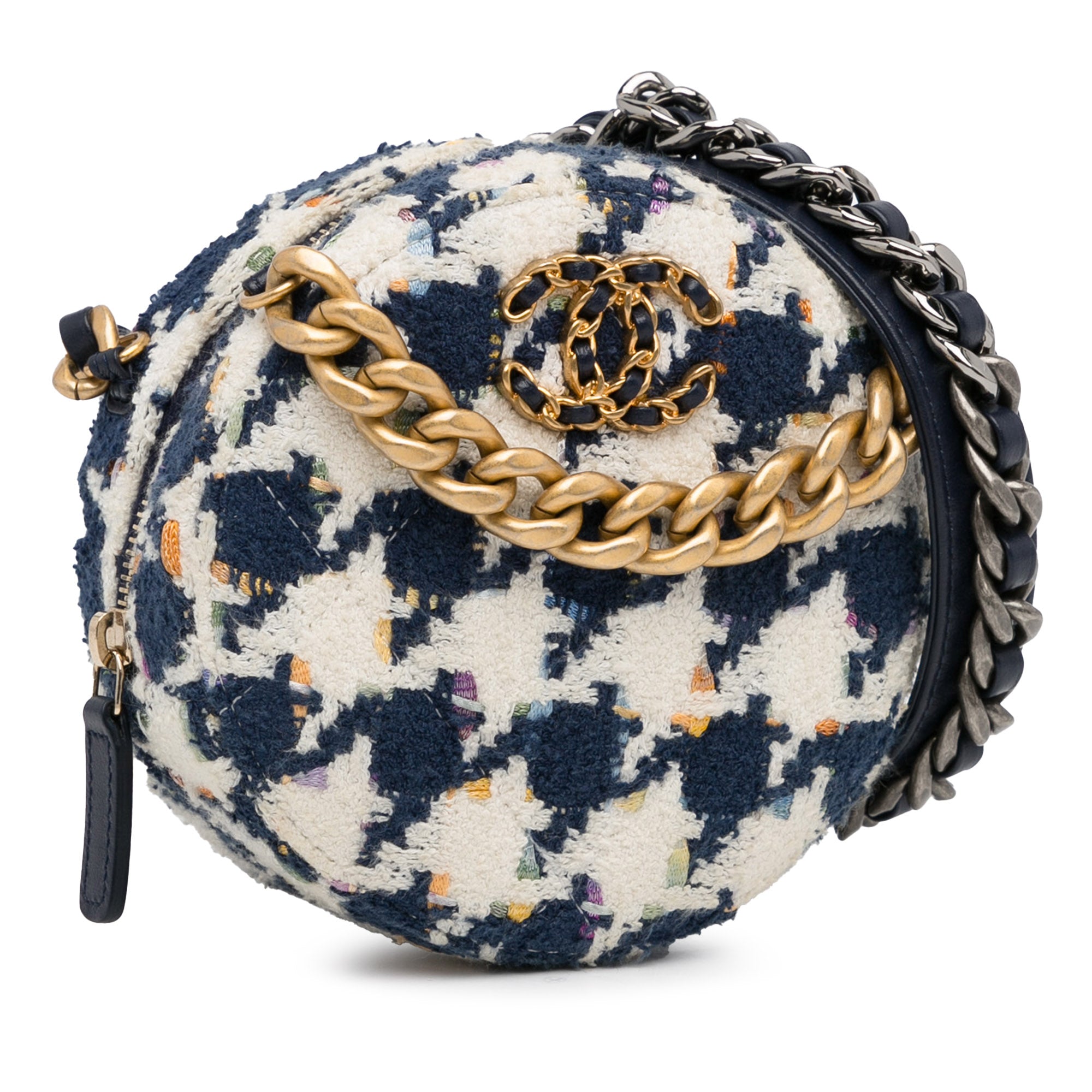 Chanel Tweed 19 Round Clutch with Chain - image 2