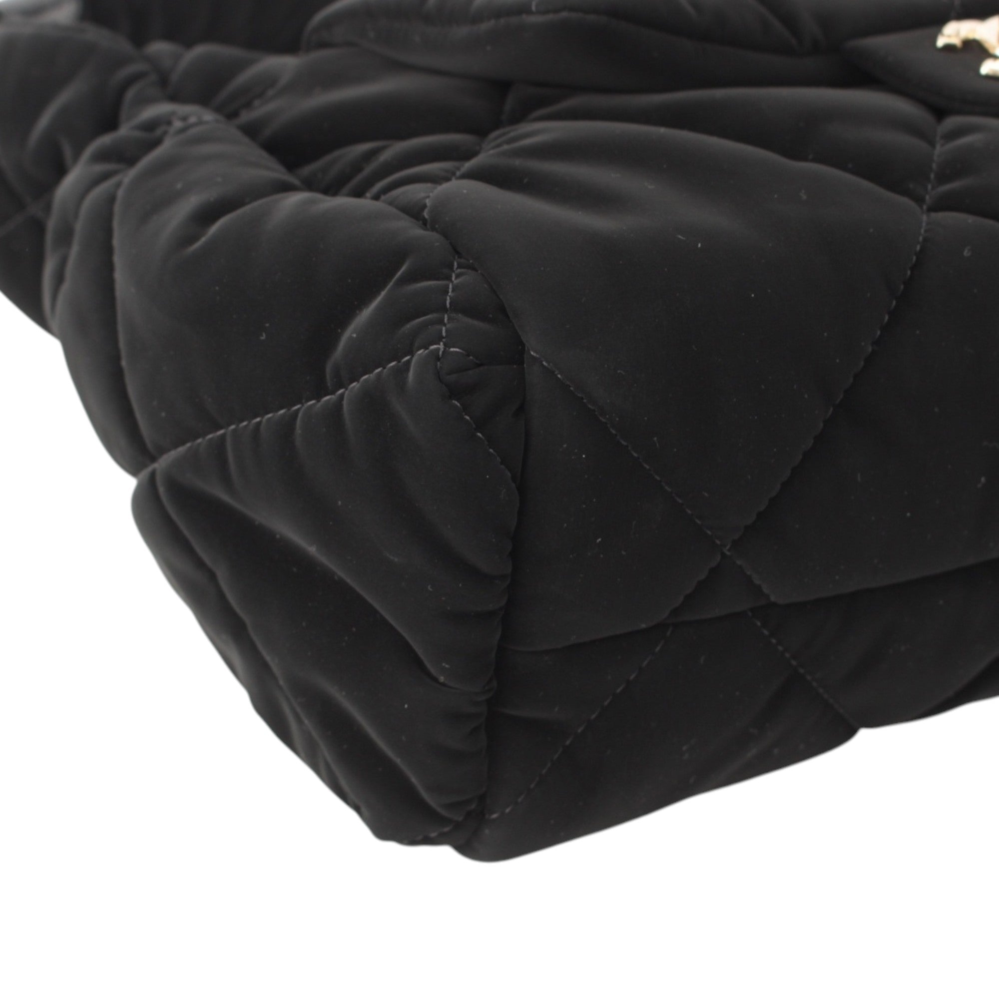 Chanel Large CC Quilted Velvet Effect Nylon Bowling Bag - image 12