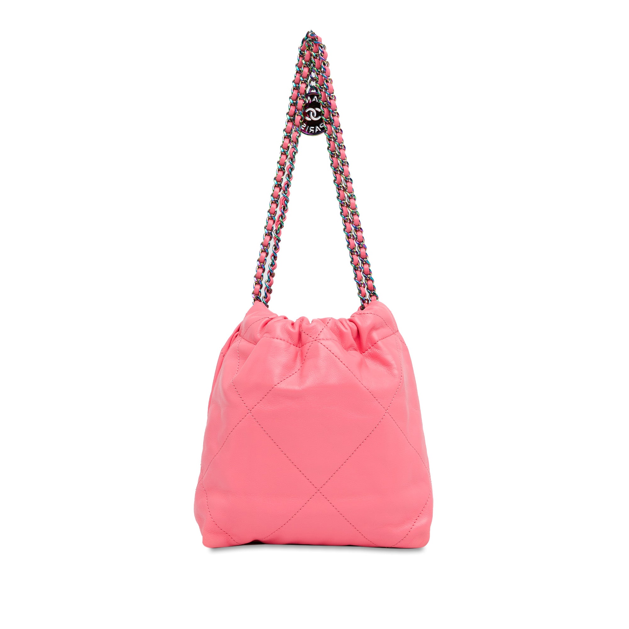 Chanel Mini Shiny Calfskin Rainbow Hardware 22 Handbag - image 3