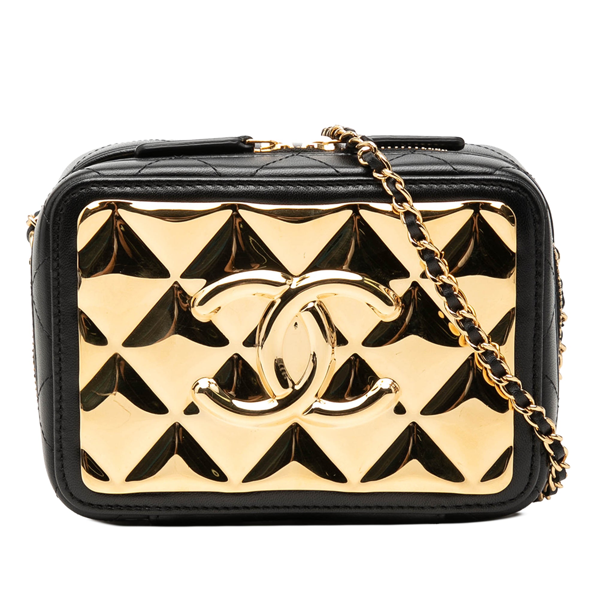 Chanel Mini CC Quilted Lambskin and Golden Plate Vanity Crossbody - image 1